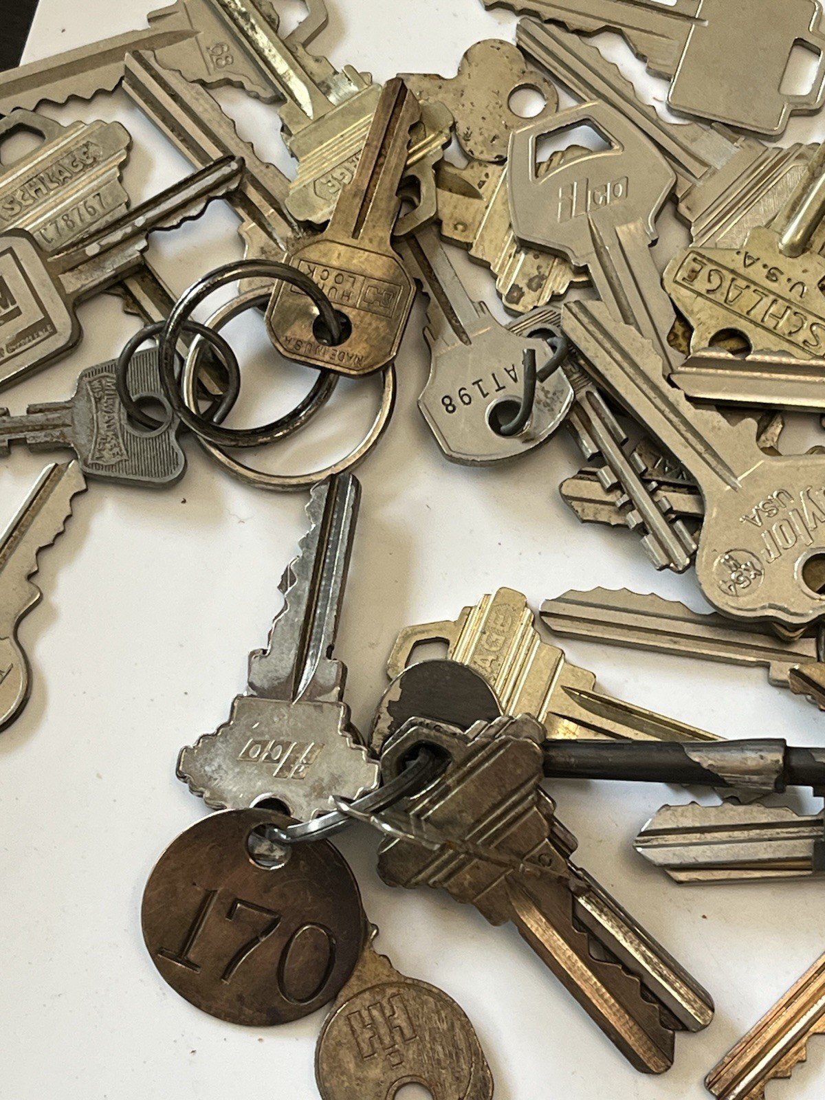 HUGE Vintage Key Padlock LOT Metal Brass Tags Yale Ford IH Master Hudson Hansen