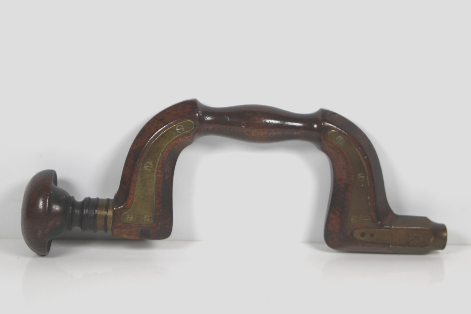 Sweet Early H. HAWK Push Button Pad Beech English Plated Bit Brace Inv#JK02
