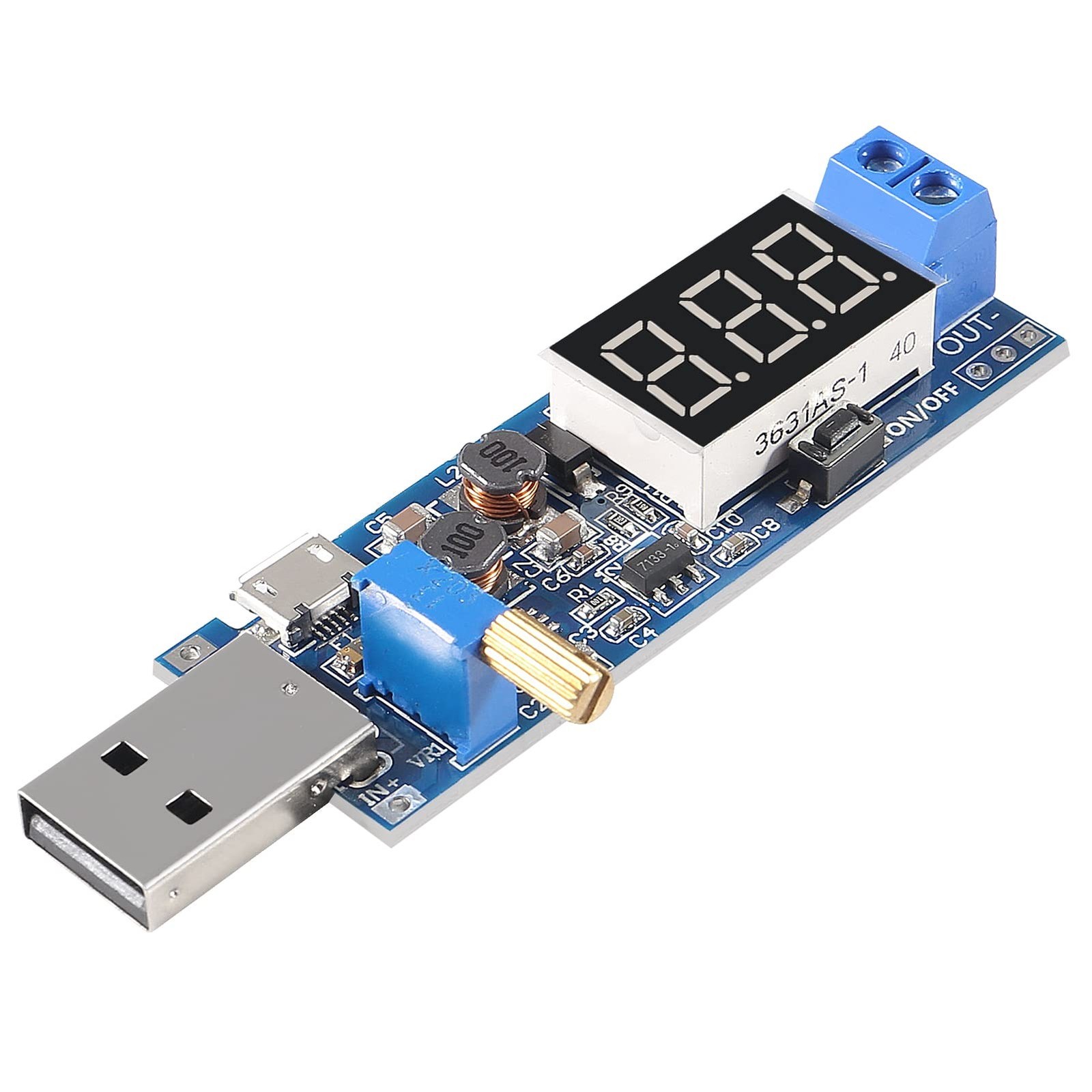 2PCS USB Step UP/Down Power Supply Module, Adjustable DC-DC 5V to 3.5V / 12V …
