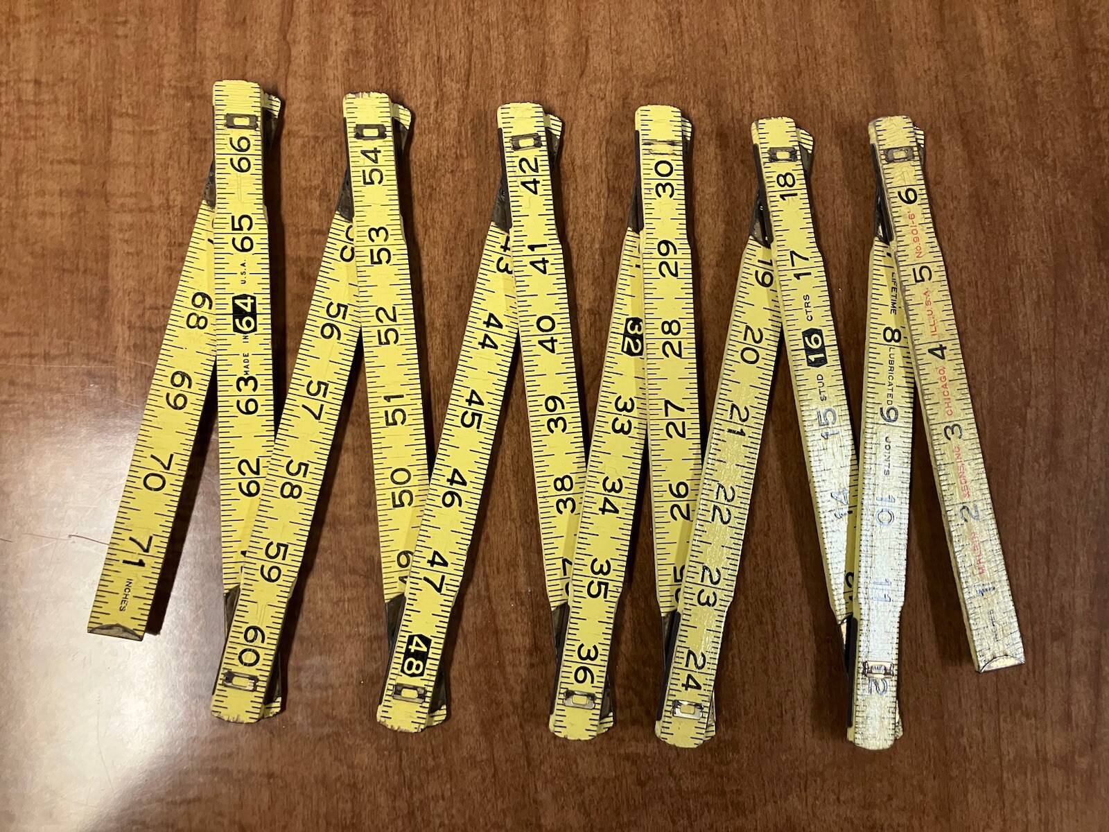 (3) Vintage M. Klein & Sons Inc 6’ Wooden Folding Rules No. 901-6