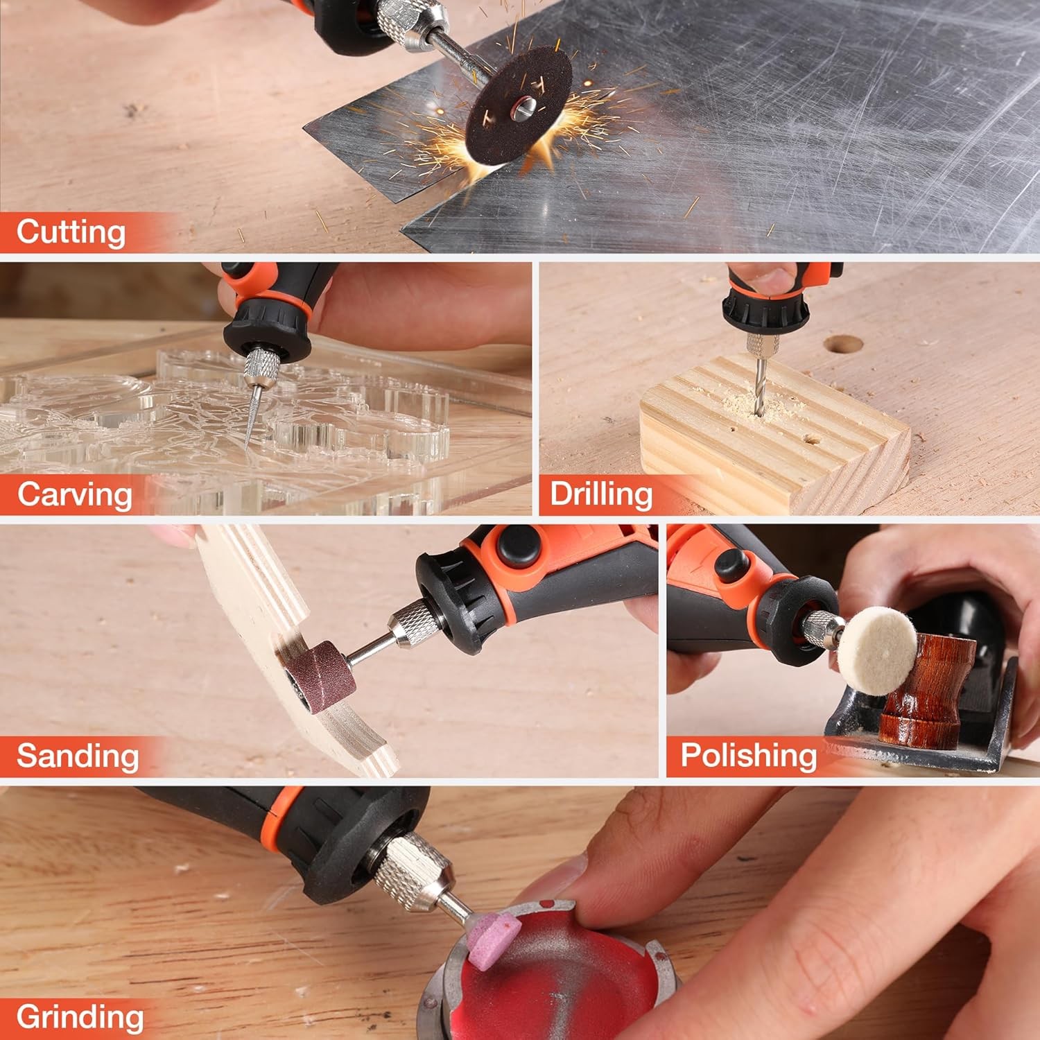 Power Rotary Tool Kit 1.2A Variable Speed 120 Pcs Accessories Craft Case