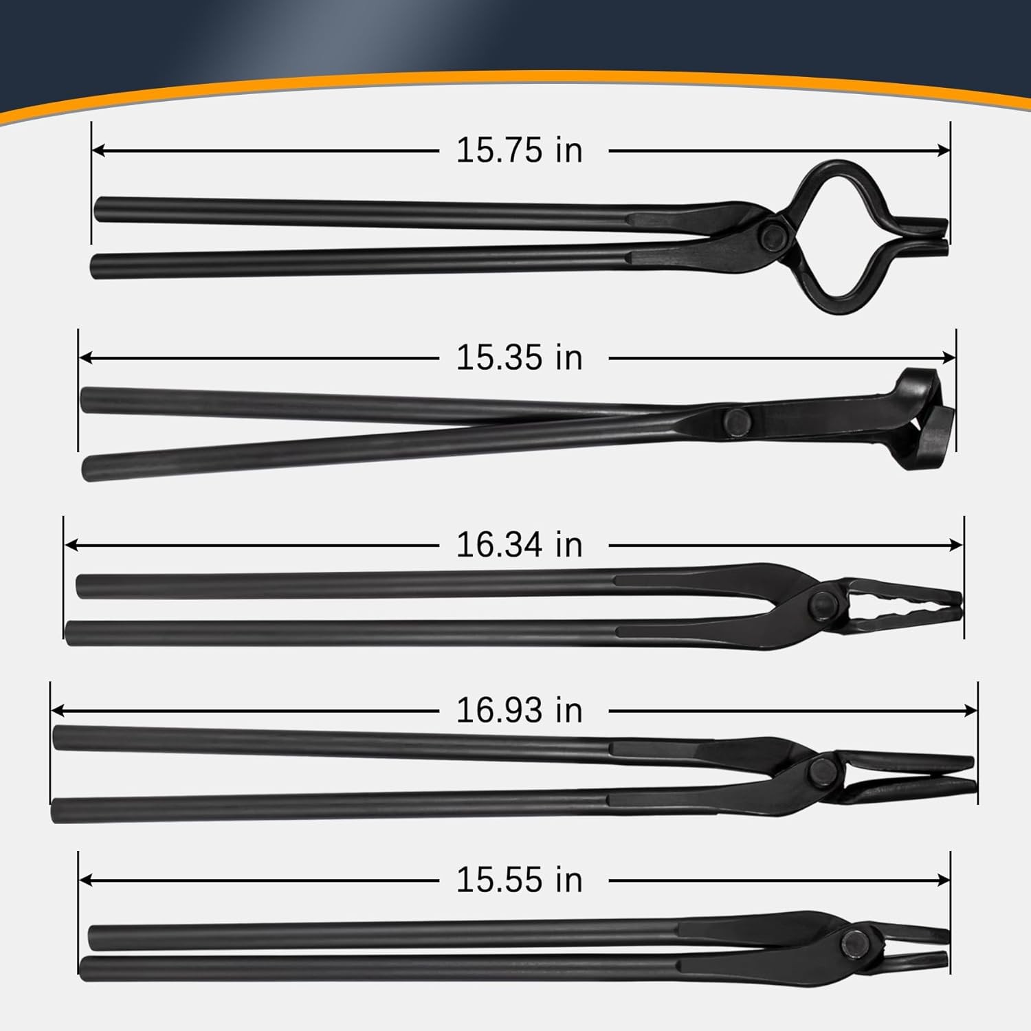 Knife Making Tongs Blacksmith Tongs Tools Set Forging Tongs Tool Kit 5 PCS Black