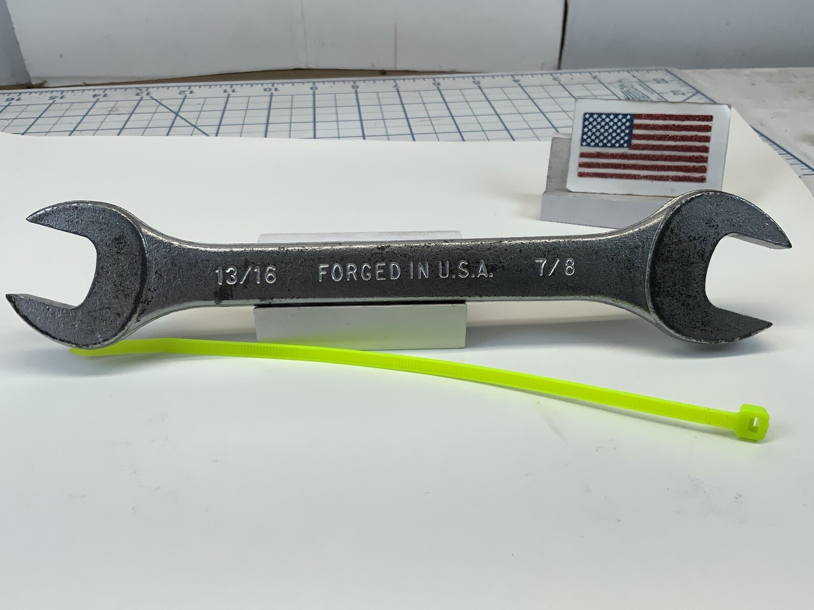 Unbranded 13/16in. X 7/8in. Open End Wrench, USA Made – Neon Tag