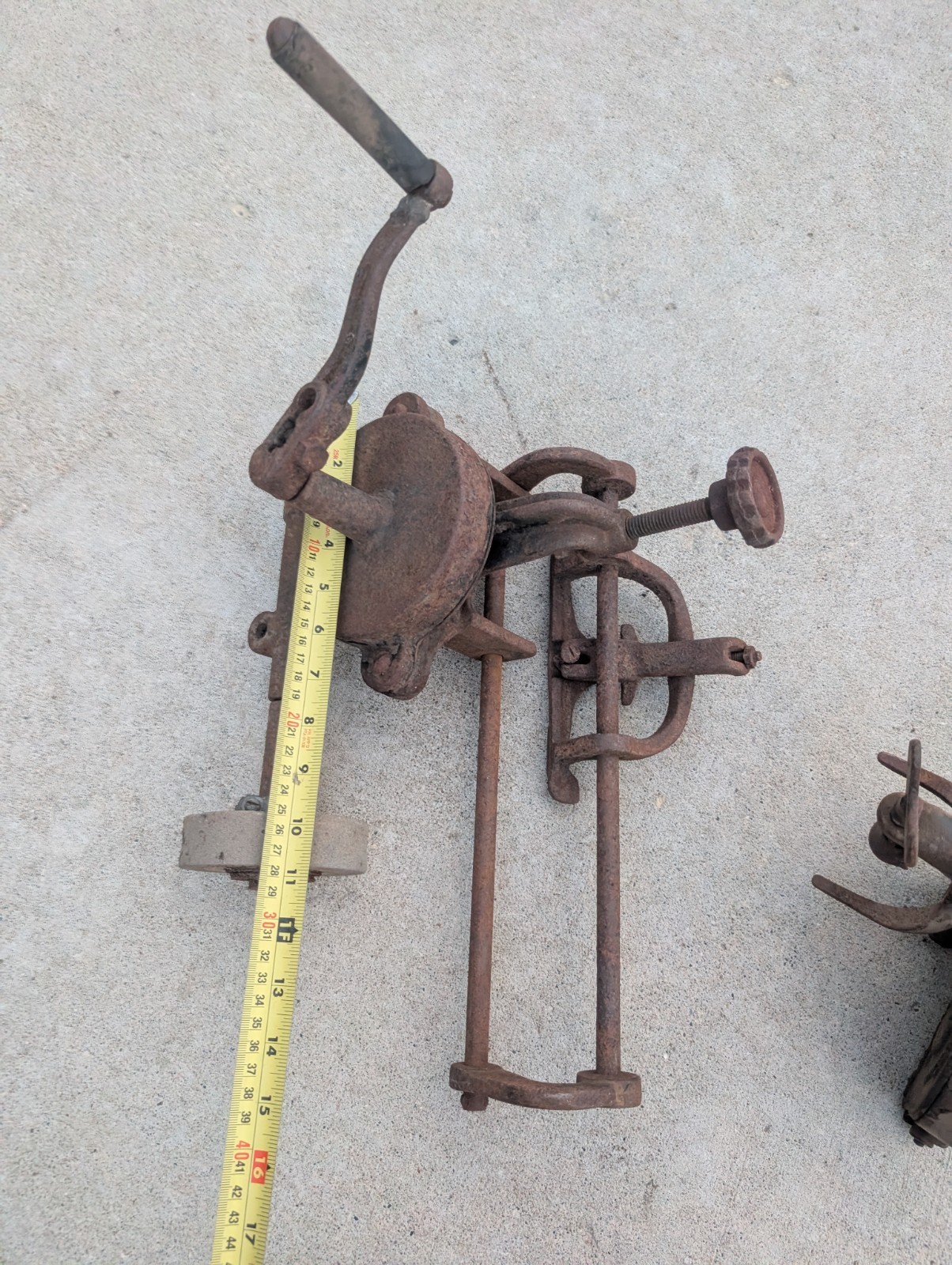 Pair Of Antique Grinders Bench Mount Hand Crank Black Wood Handle Luther 1916