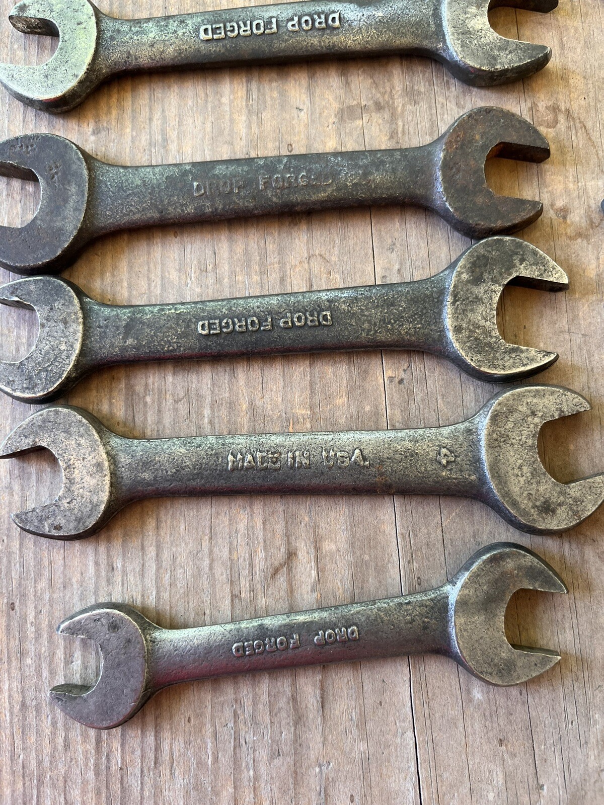 Vintage Patina Wrench Set Drop Forged Made in USA Car Auto Mechanic Hand Tools