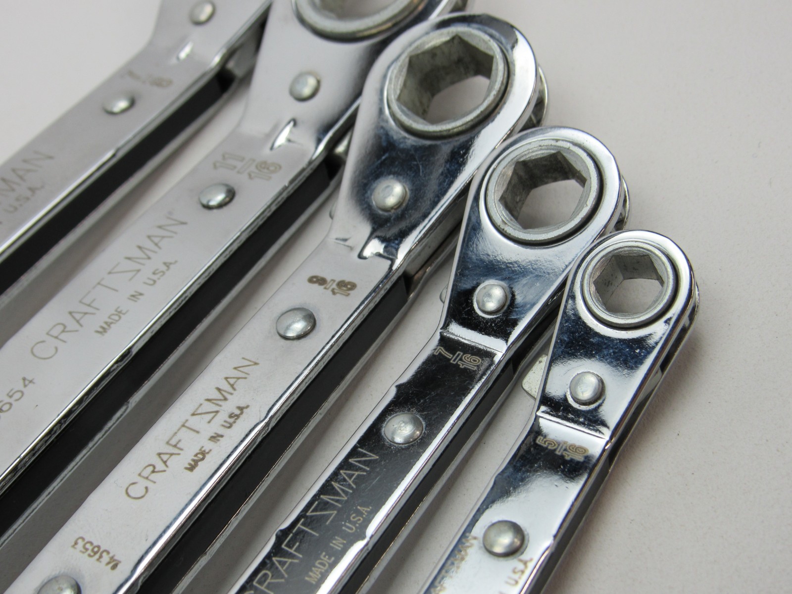 Vtg Craftsman Offset Ratcheting Box End Wrench Set 43655 43654 43653 43652 43651