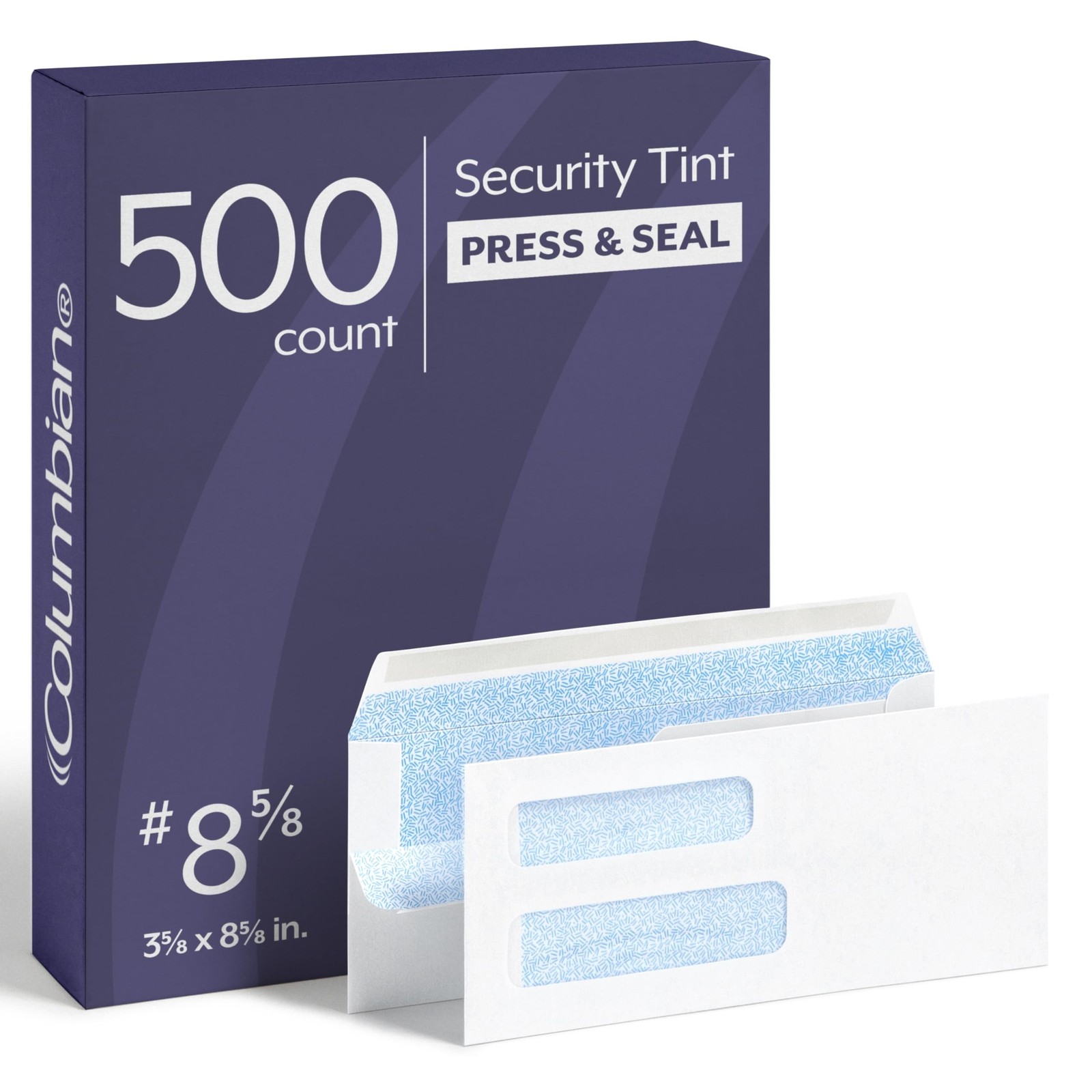 Columbian #8-5/8 Security Envelopes, 500 Pack, Double Window Self Seal Envelo…