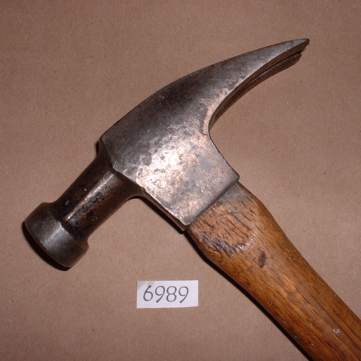 Vintage 16 oz. Straight Claw Hammer with Brown Rubber Grip Wood Handle – 416R