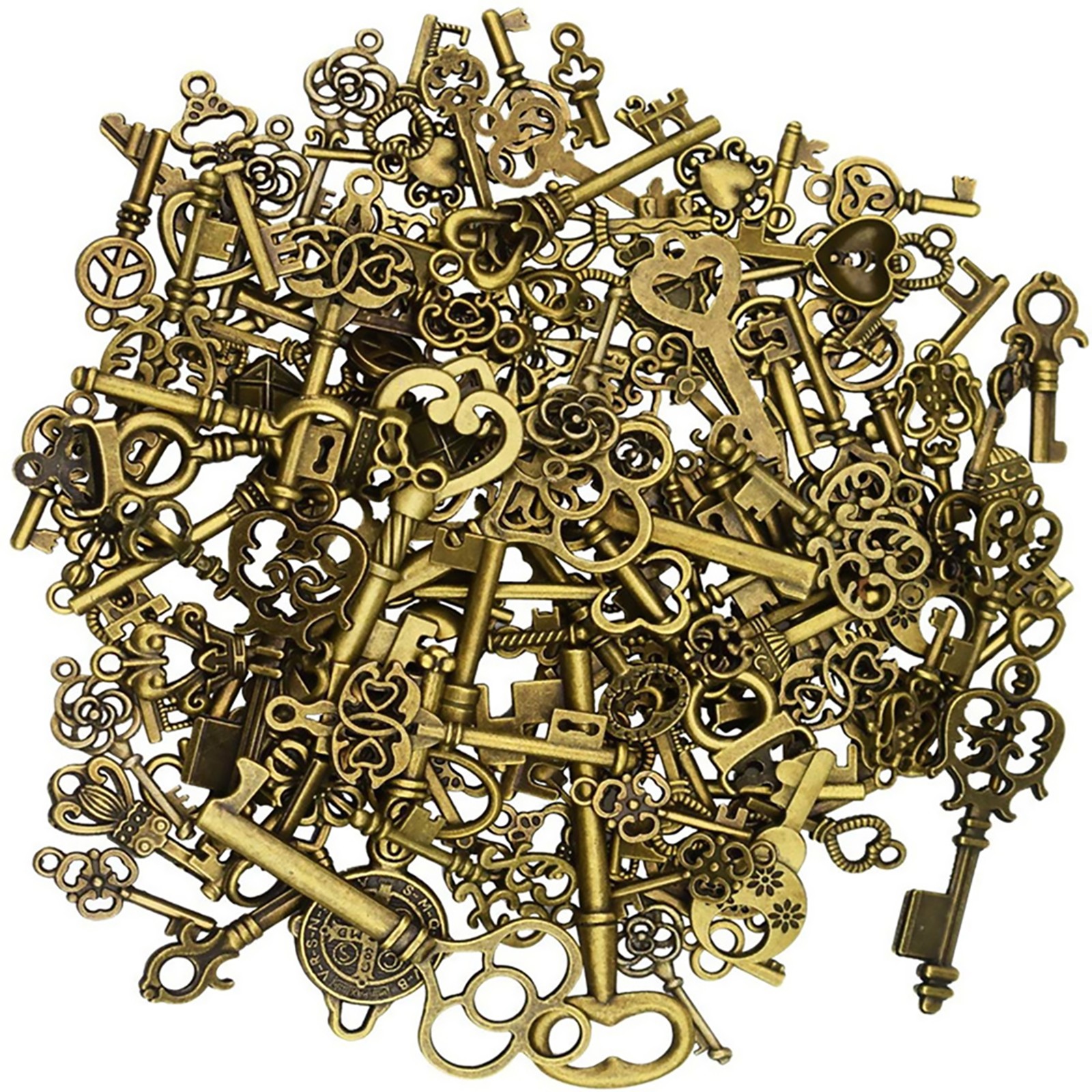 125Pcs/Set Vintage Style Antique Skeleton Furniture Cabinet Old Lock Keys Deco