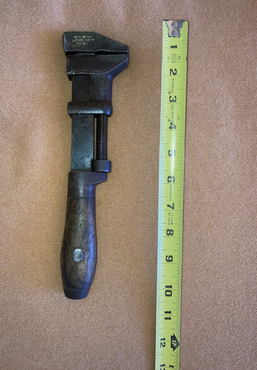 Vintage Coes 10″ MFD. Under L Coes PAT Adjustable Monkey Wrench Worchester Mass