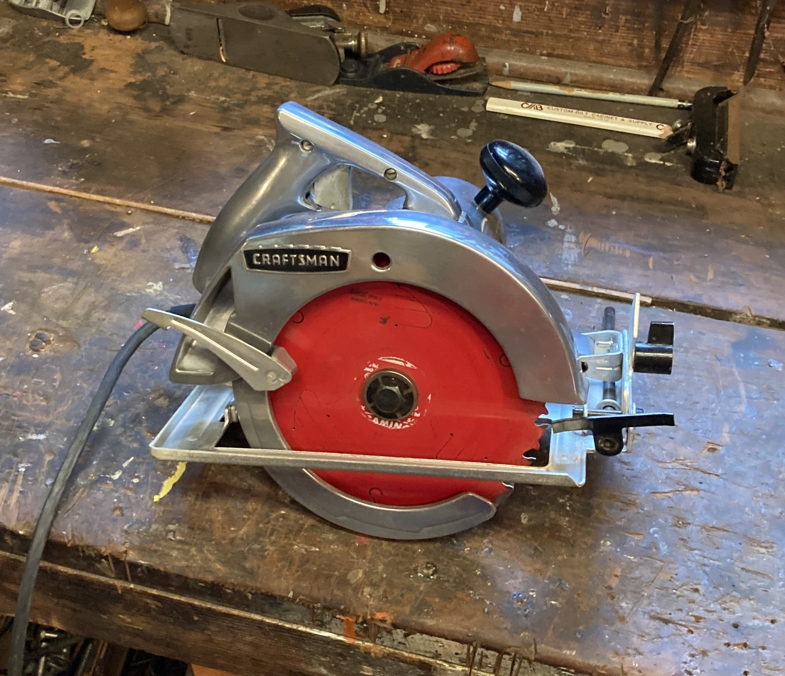 Near Mint Chrome Vintage Sears Craftsman 7″ Circular Saw ,uses 7 1/4″ blade