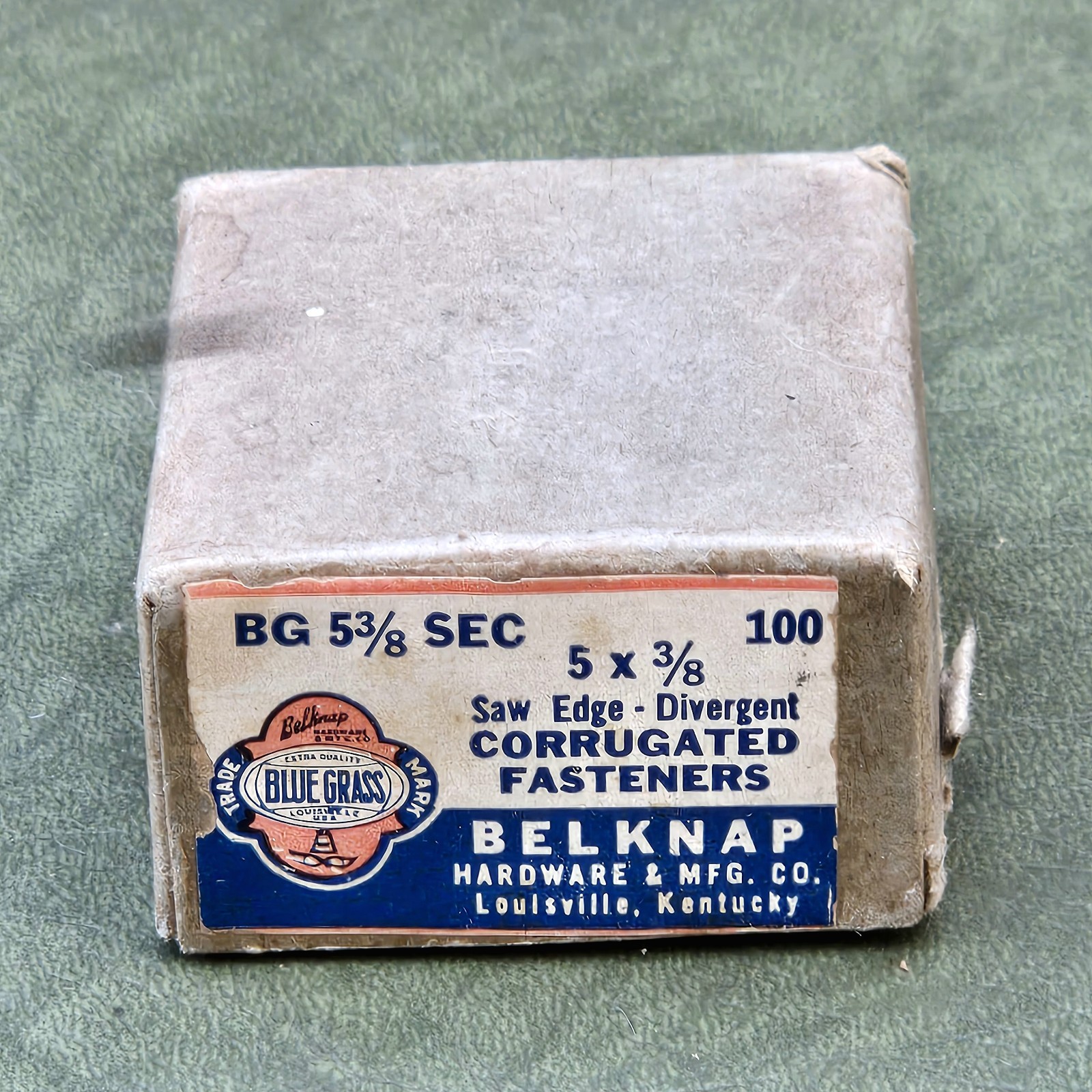 Vintage Belknap Corrugated Fasteners In Original Box Hardware Louisville KY