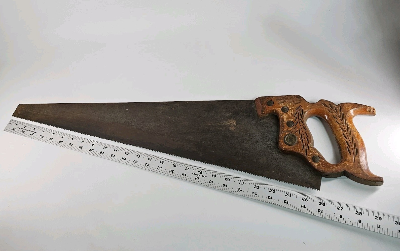 Antique Henry Disston Sons D-23 Hand Saw 8 TPI Straight Cross Cut Tool 26″ Inch