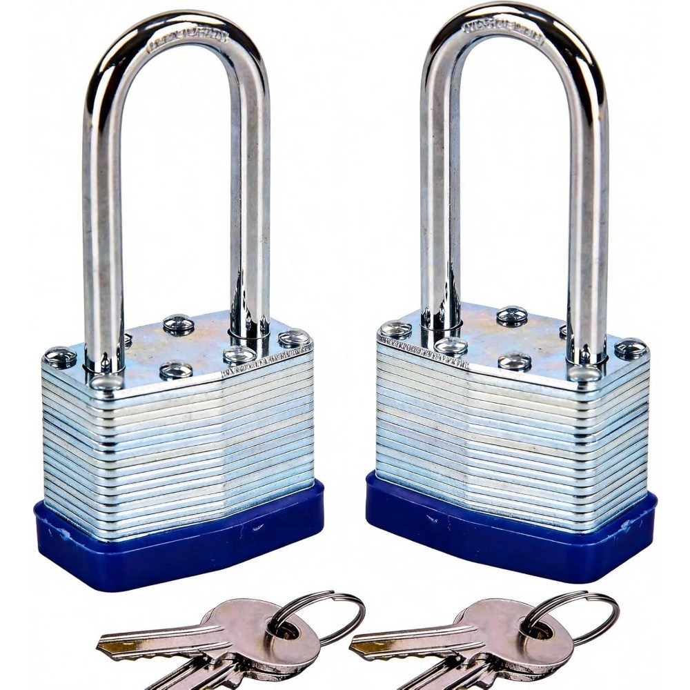 2PCS Heavy Duty Padlock Keyed Alike, 2-3/8″ Extra Long Shackle, 40MM 1-9/16″