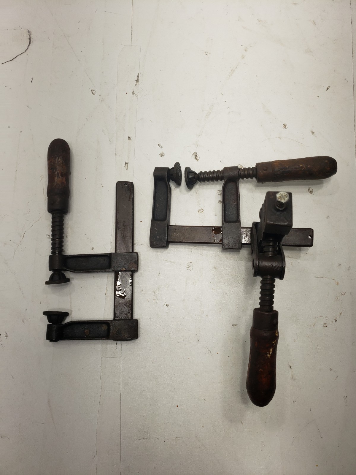 Vintage No 79 Cast Iron Woodworking Positioning Bar Clamp Wood Handles