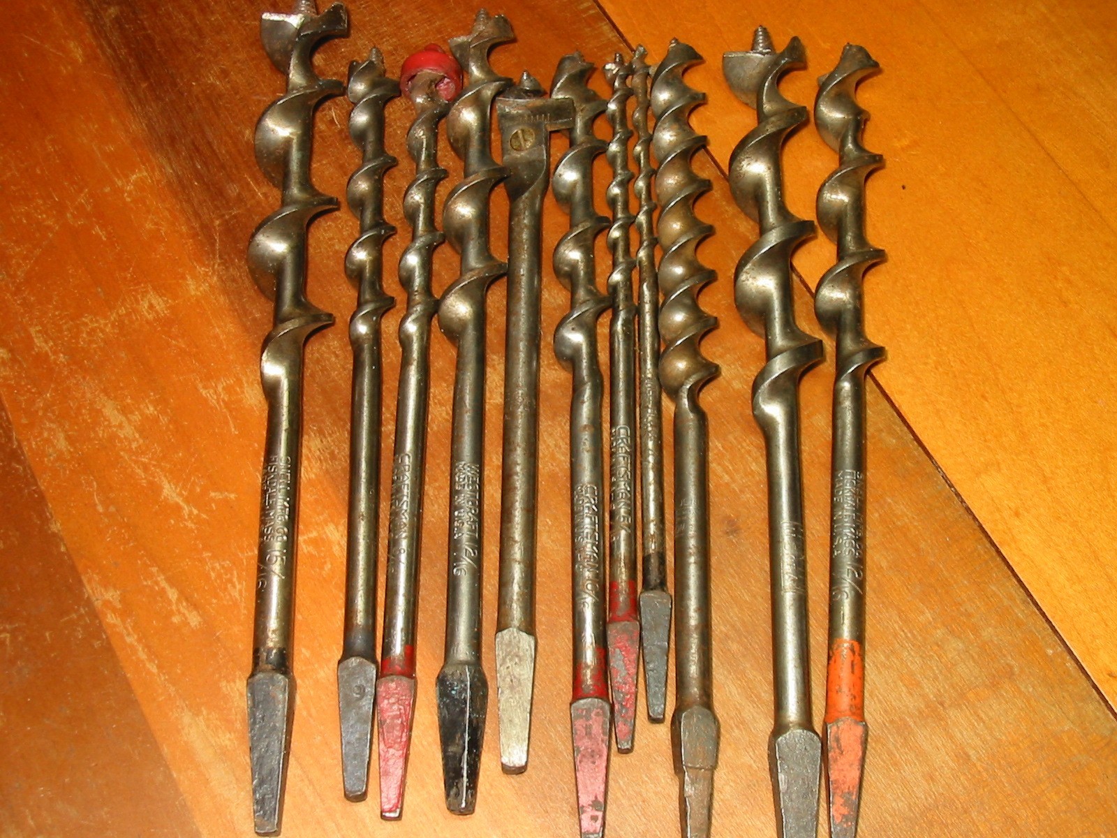 Vintage Wood Boring Auger bits Carpentry Drill Tools Irwin Snell Craftsman