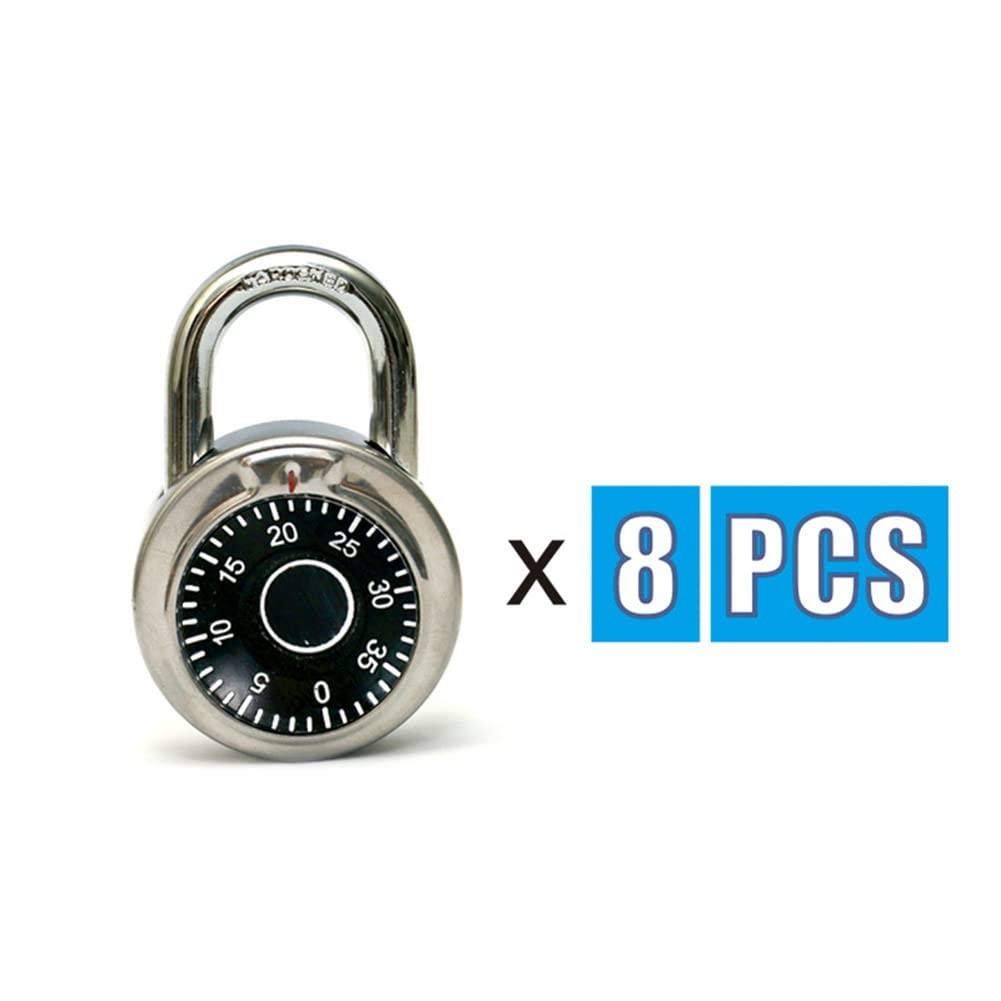 3-Digit Combination Padlock – 2″ Wide, Pack of 8, Keyless for Gym, School, Lugga