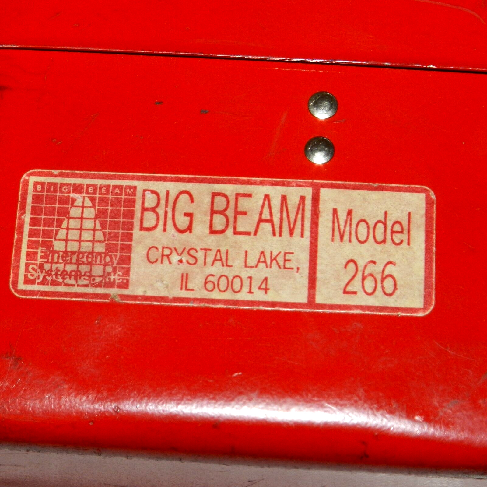 Vintage Teledyne Big Beam 266 Red Steel Flashlight Untested!