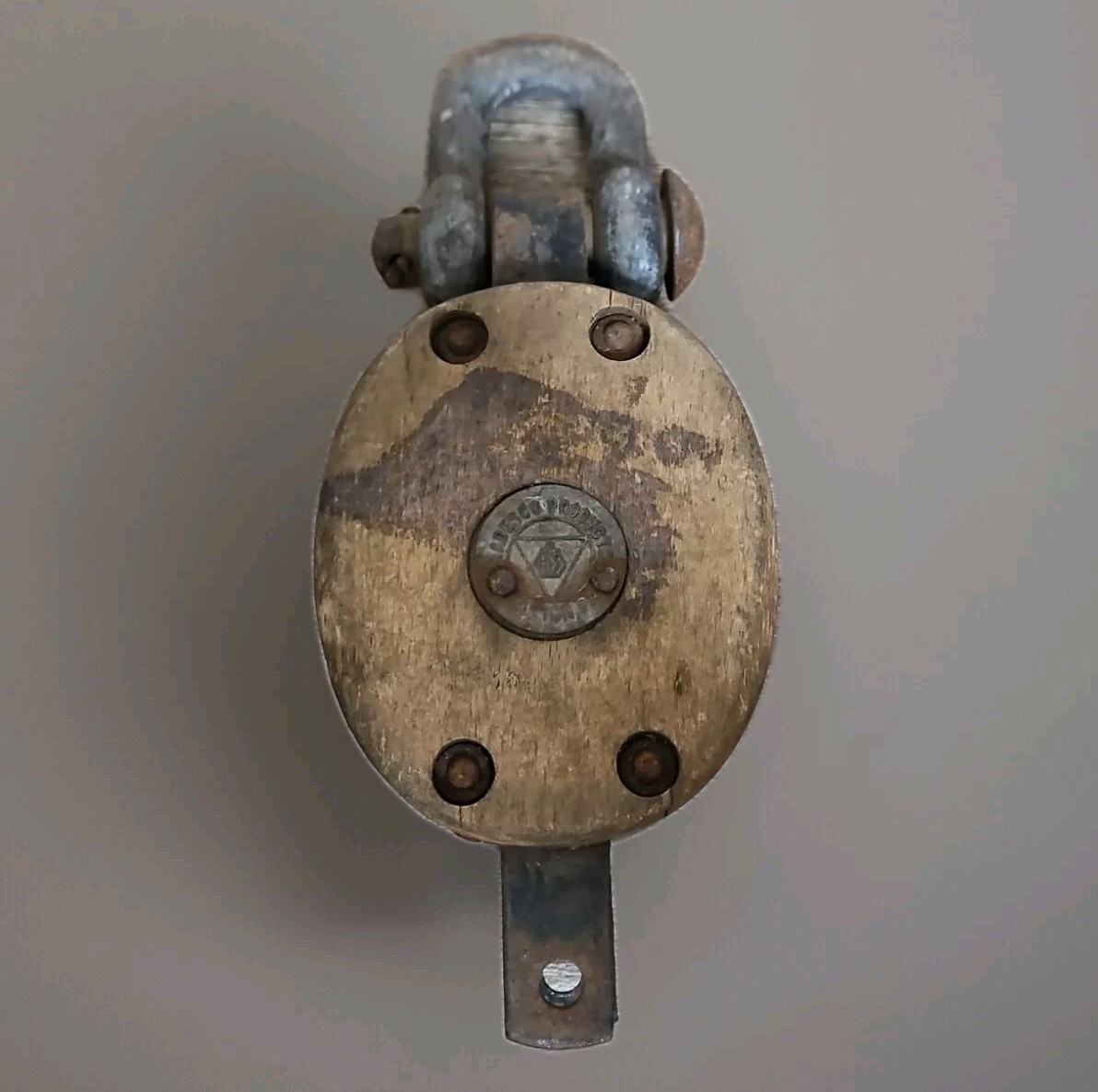 Vtg Madesco Products Easton PA Wood Pulley Block Farm Outdoor Equipment
