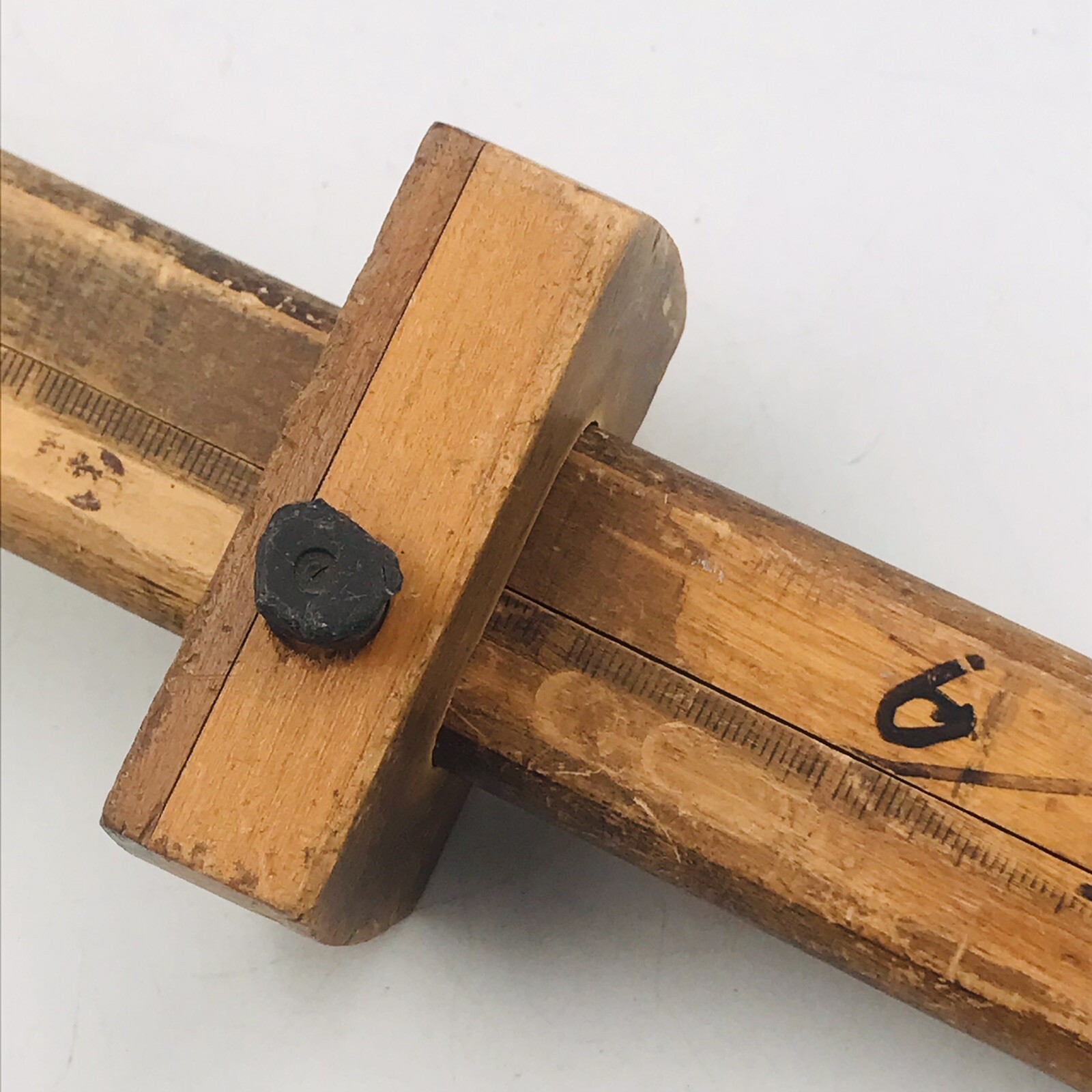 Vintage Nooitgedagt 17 cm Wood Adjustable Mortise Scribe Gauge Ruler 9″ Holland