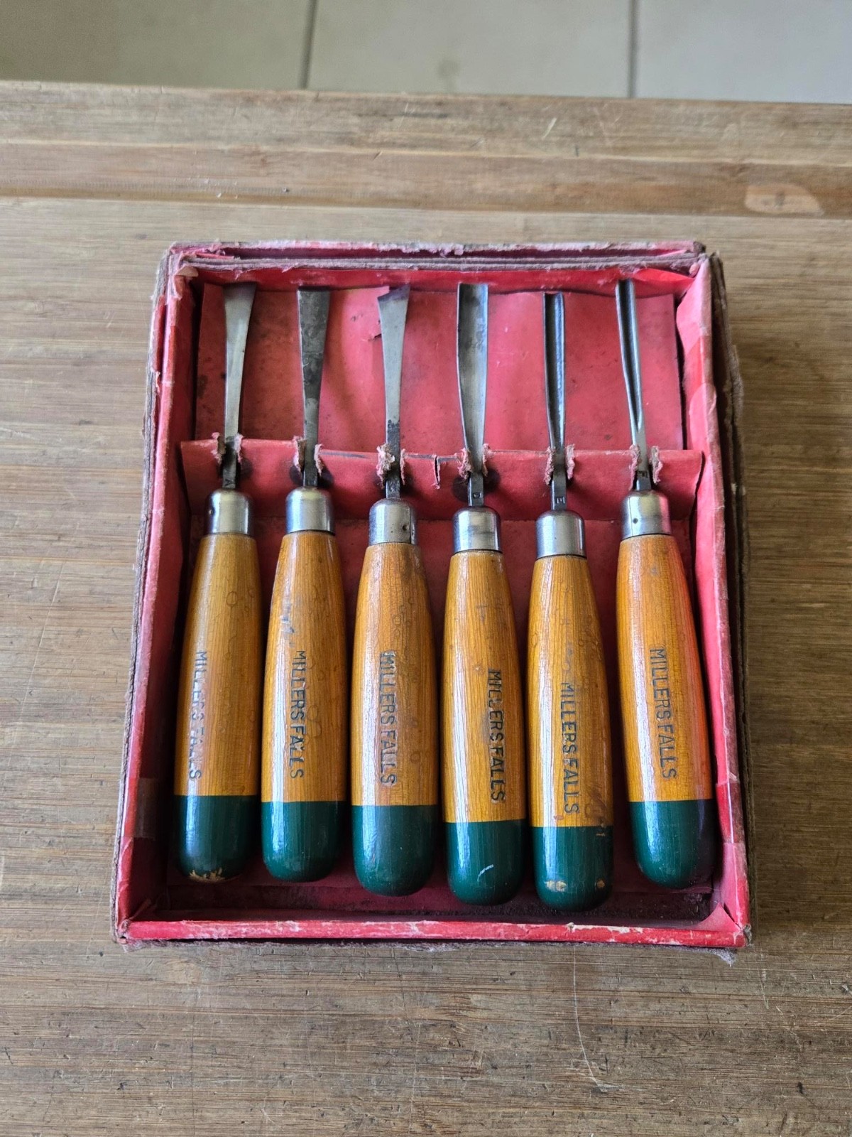 Vintage Miller Falls No.106 Wood Carving Chisel Set (6pc)