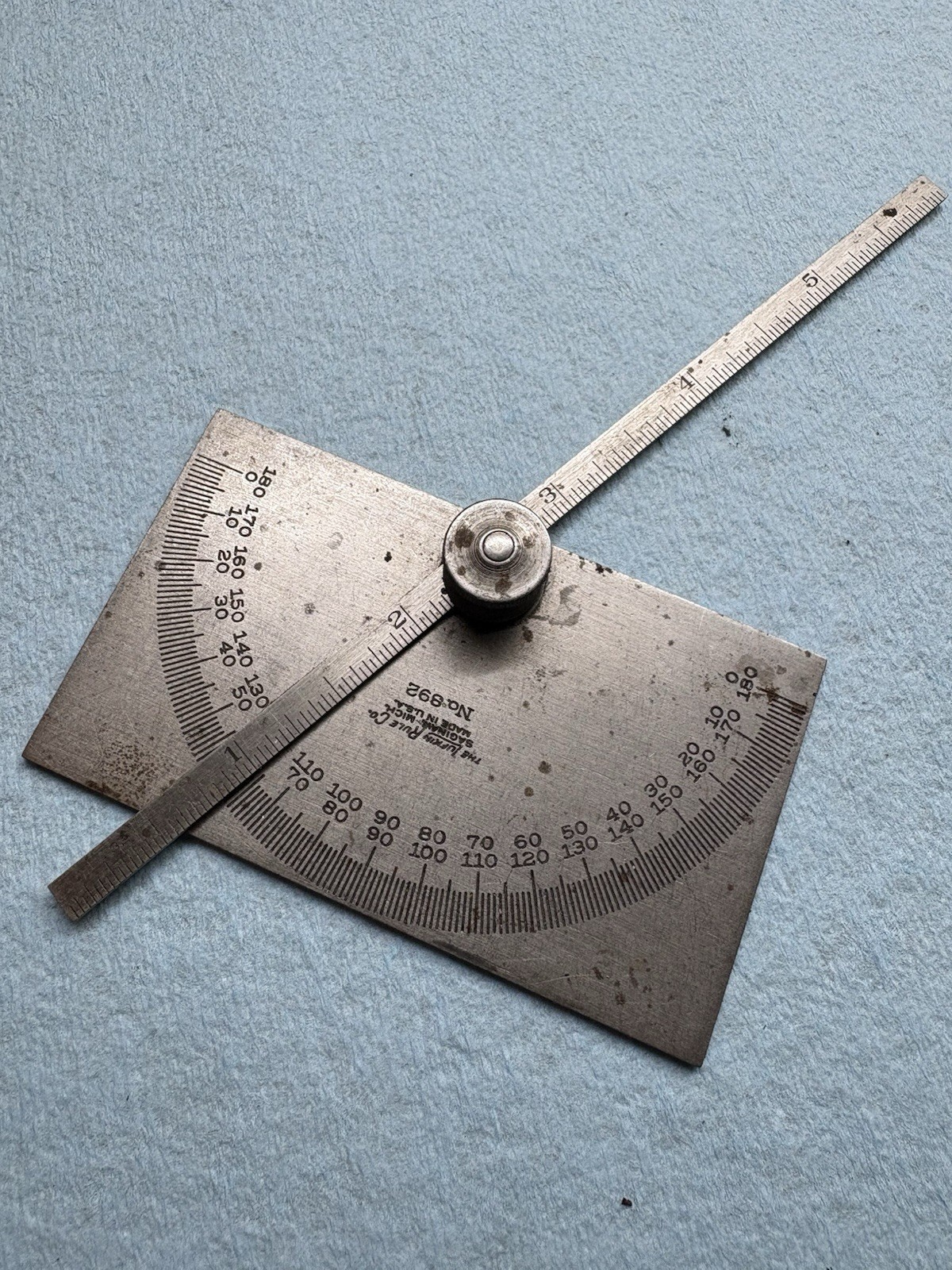 Lufkin Rule No. 892 Protractor Depth Angle Gage Gauge with No. 2310 6″ Rule USA