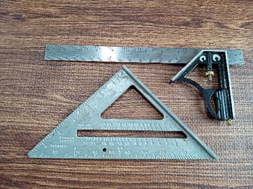 VINTAGE 12 INCH COMBINATION SQUARE Plus ALUMINUM ALLOY AQUARE 7 INCH
