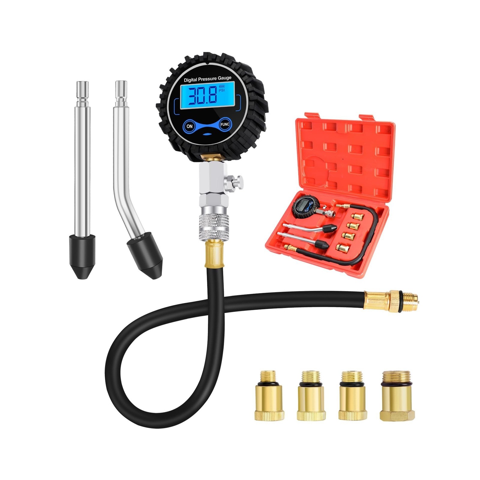BETOOLL 8pcs Compression Tester Automotive – Digital Compression Gauge 0-300P…