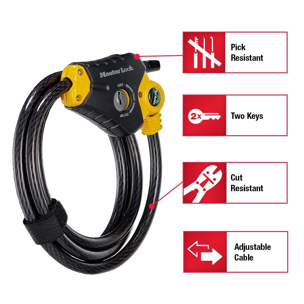 Master Lock Black and Yellow Python 6′ x 3/8″ diameter,