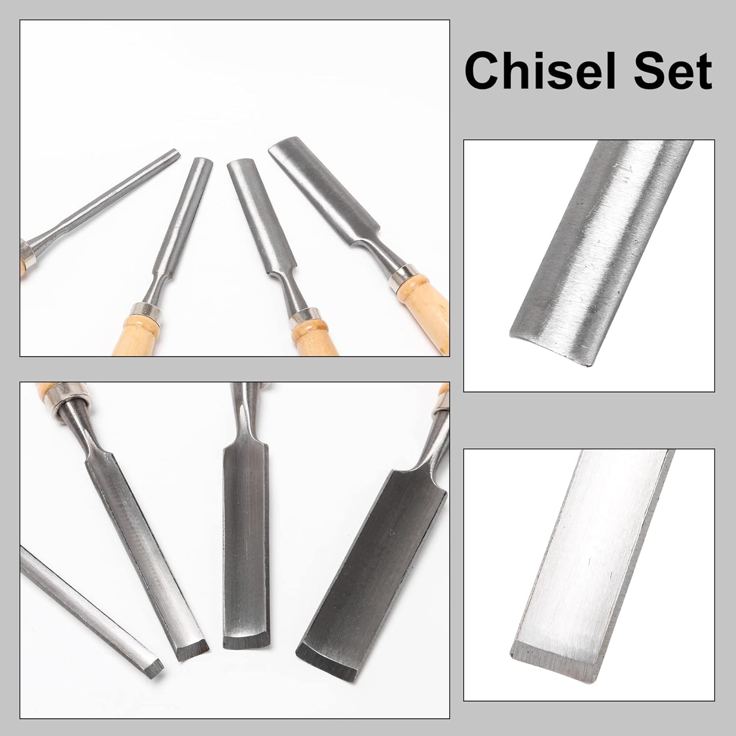 Precision Woodworking Chisel Set – 4 Carbon Steel Gouges for Advanced Carving