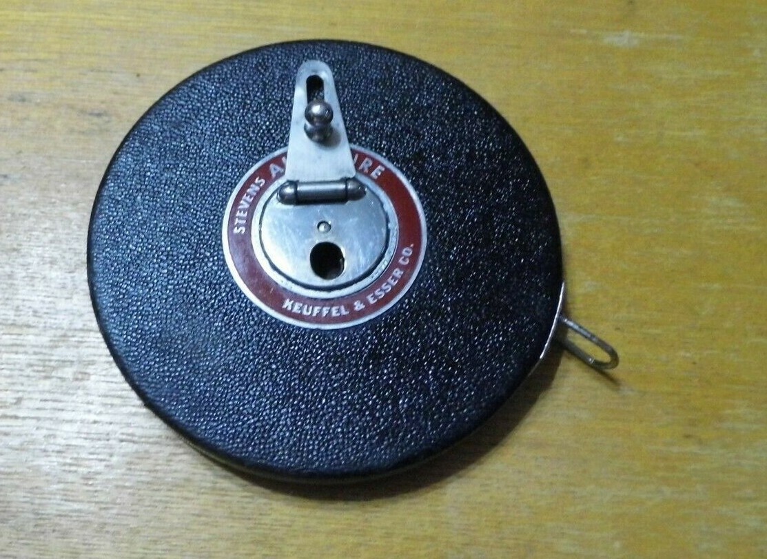 Vintage Stevens Albadure K+E Keuffel & Esser Co. 100 Foot Tape Measure
