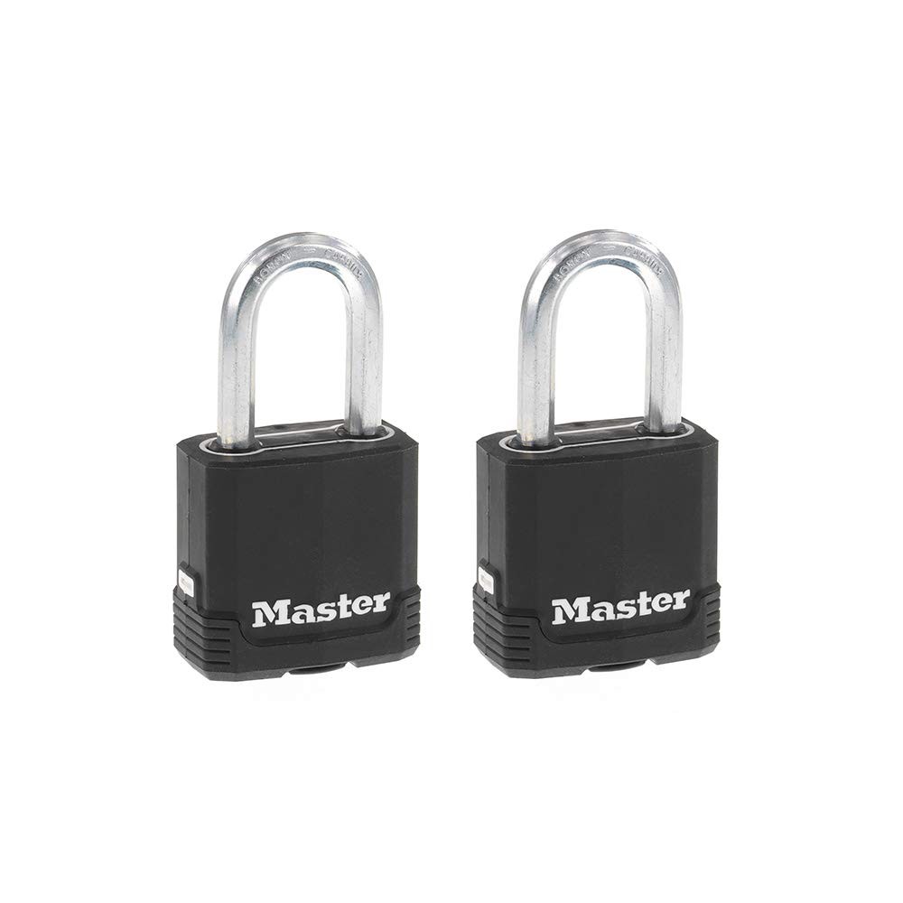 Master Lock Magnum Heavy Duty Weather Resistant Outdoor Padlock with Key 2 Pack