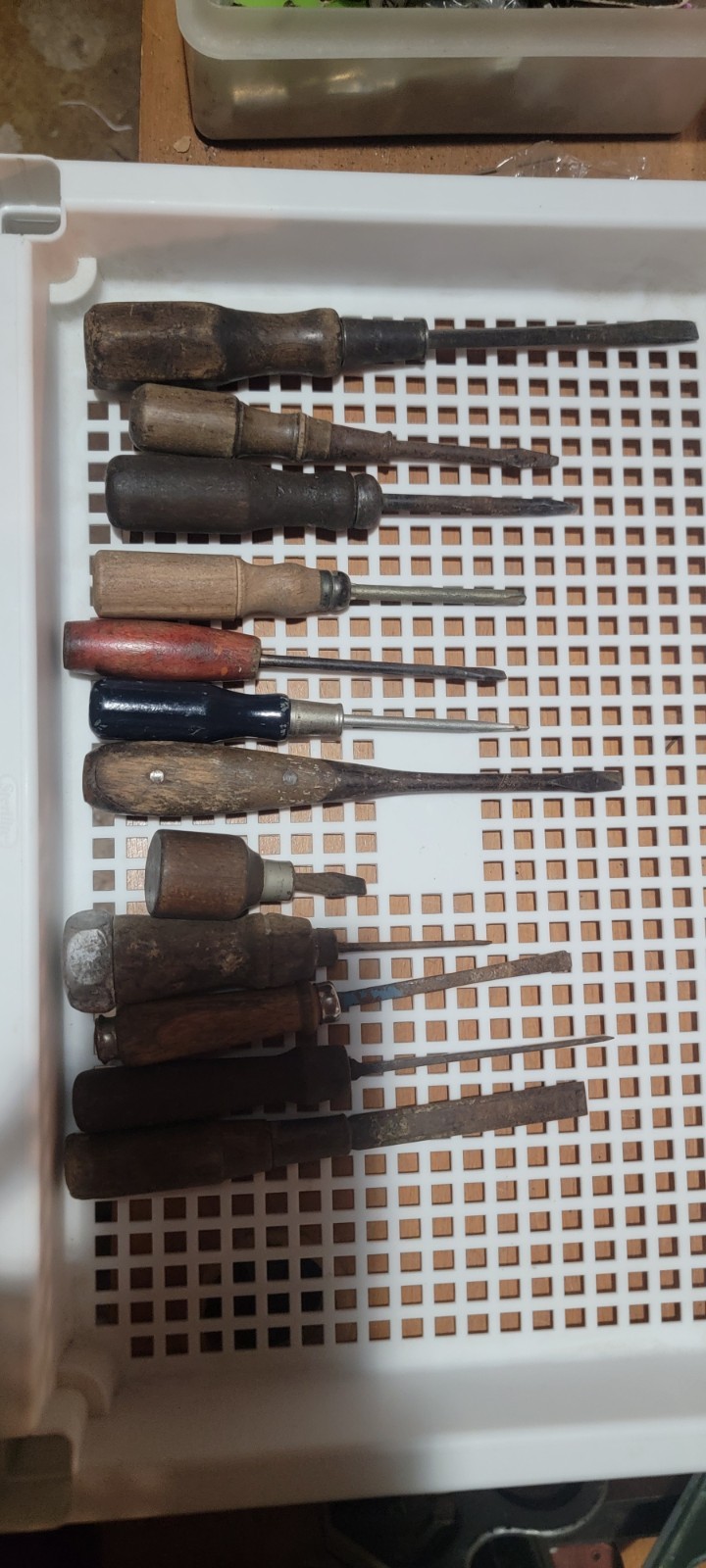 Vintage wood Screwdriver, Chisel And Poker Lot Of 12 Pieces