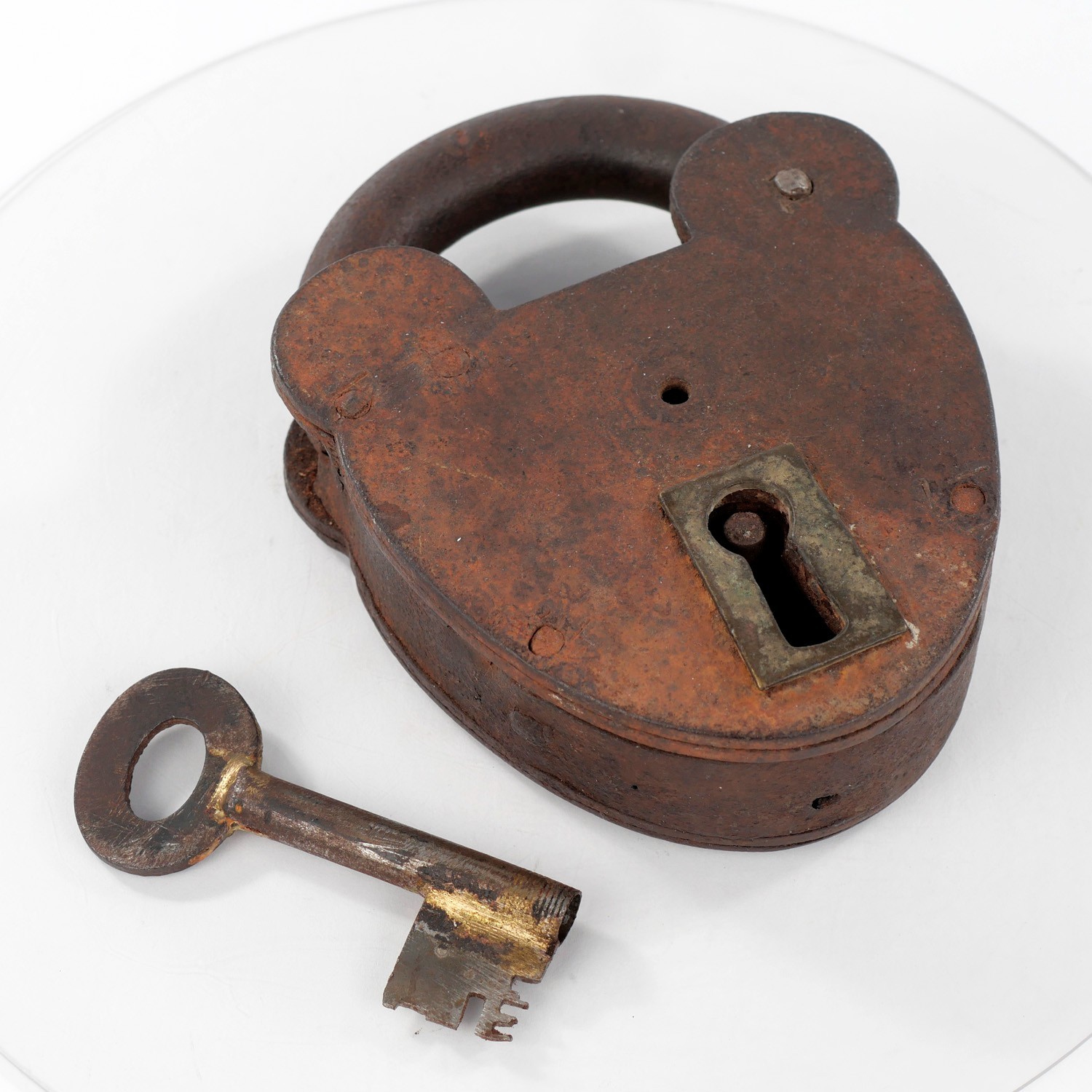 Vintage Jailer’s Padlock – 5.5″ – Working – Modified Key – Rusty Patina