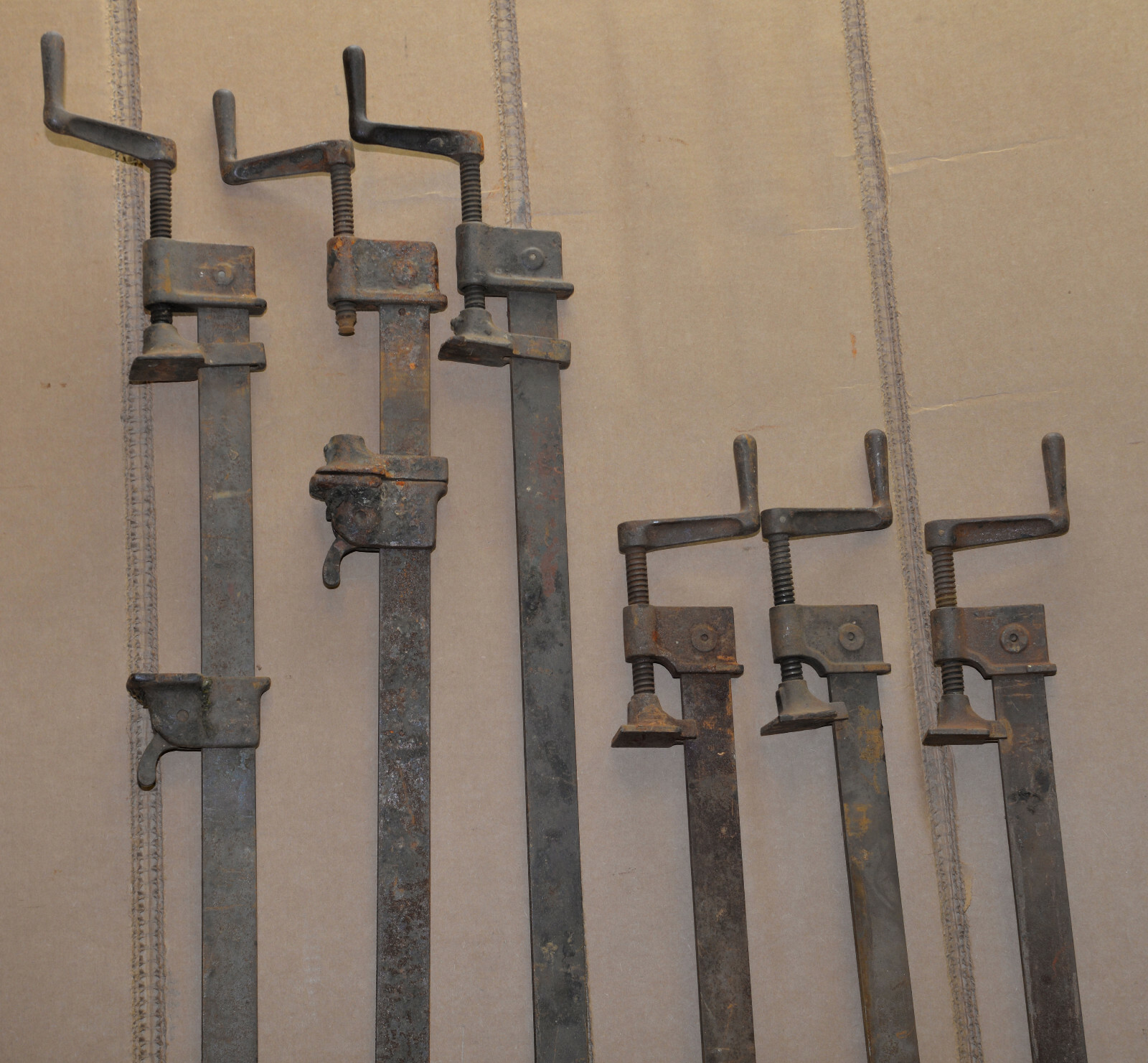 6 Wetzler bar clamps 3 each 54″ & 42″ long woodworkers USA collectible tool lot