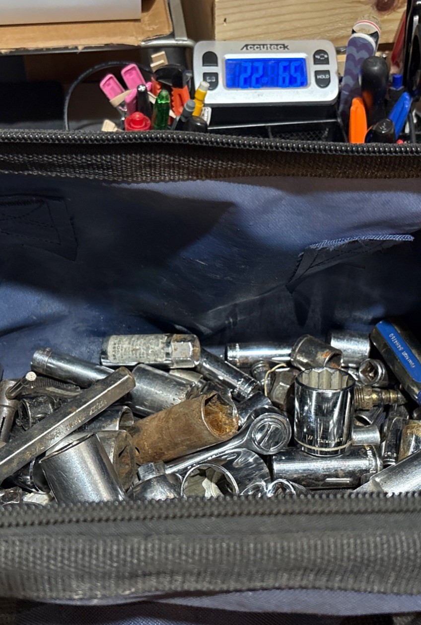 20+Lbs Assort Brands VTG Sockets + Wrenches Etc. USA Japan Craftsman Tool Bag