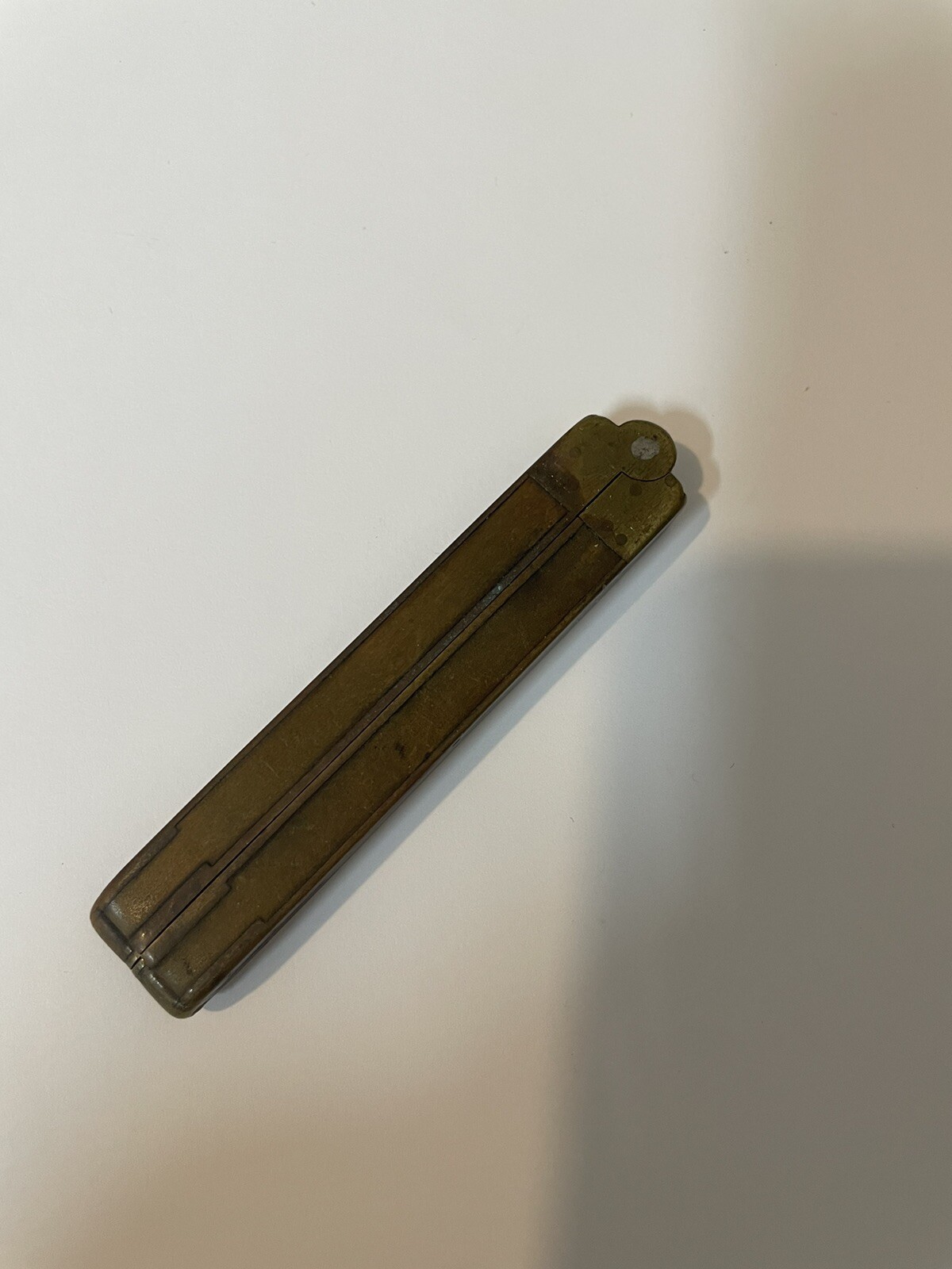 Brass and Wood Antique Folding Pocket Ruler
