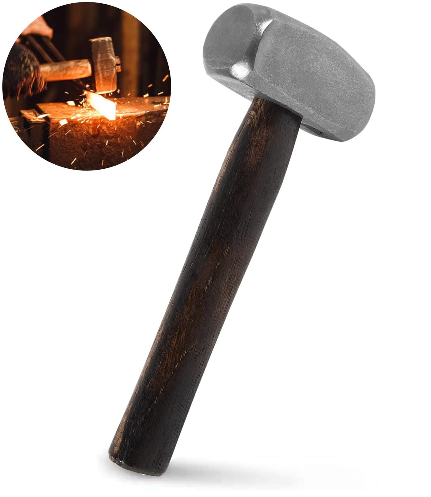 Blacksmith 3LB Handmade Forge Hammer for Farrier, Knife Maker, Blacksmith For…