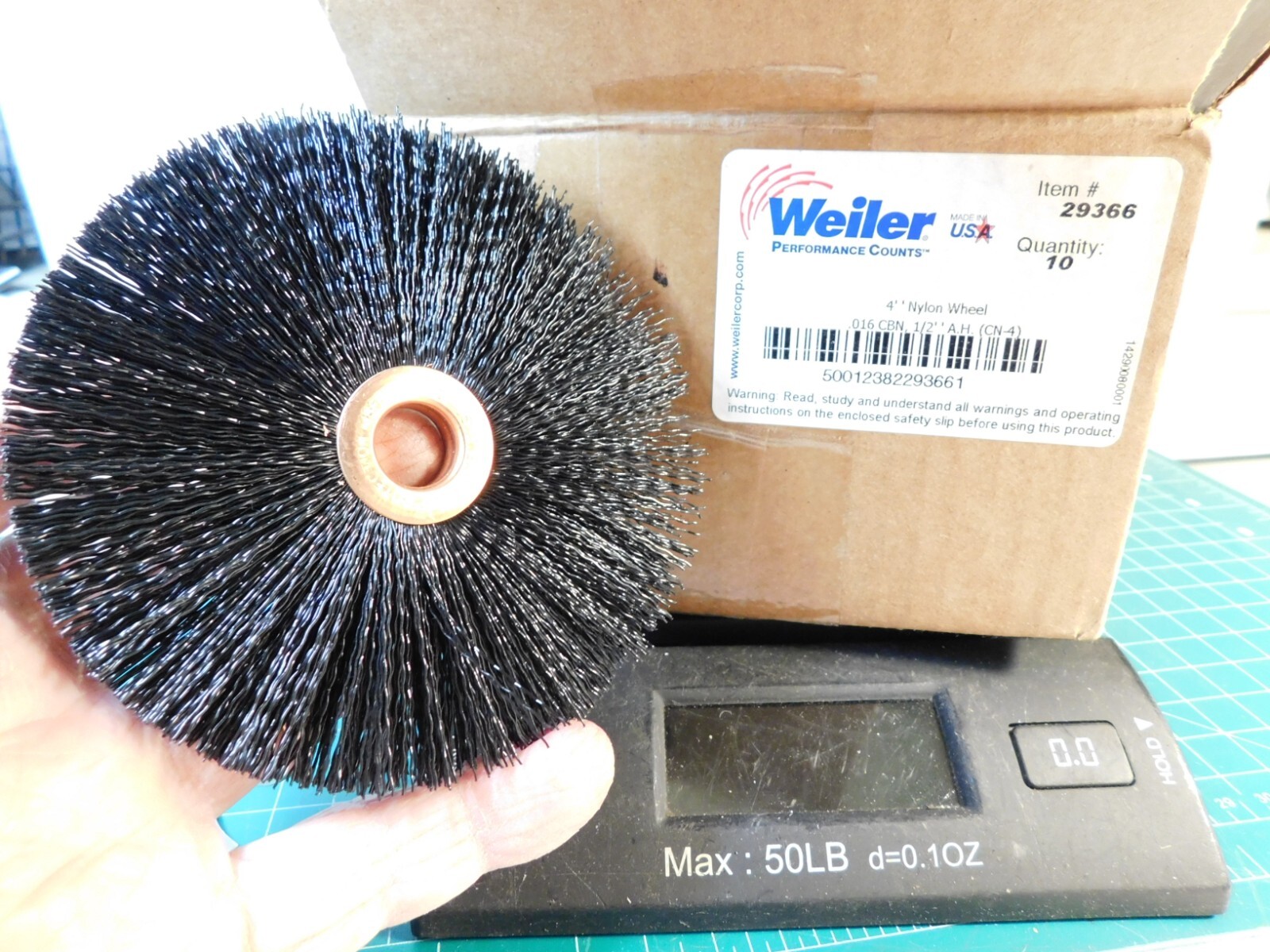Weiler #29366 4″ Nylon Wheel .016 CBN, 1/2″Arbor Hole