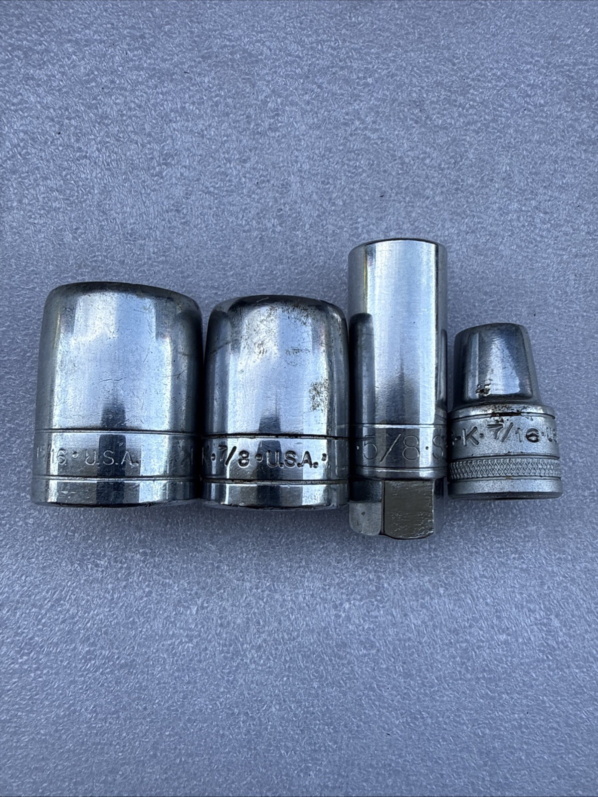 Vintage S-K S&K 1/2” Ratchet, Extensions, 1” Sockets And Lower – Mixed