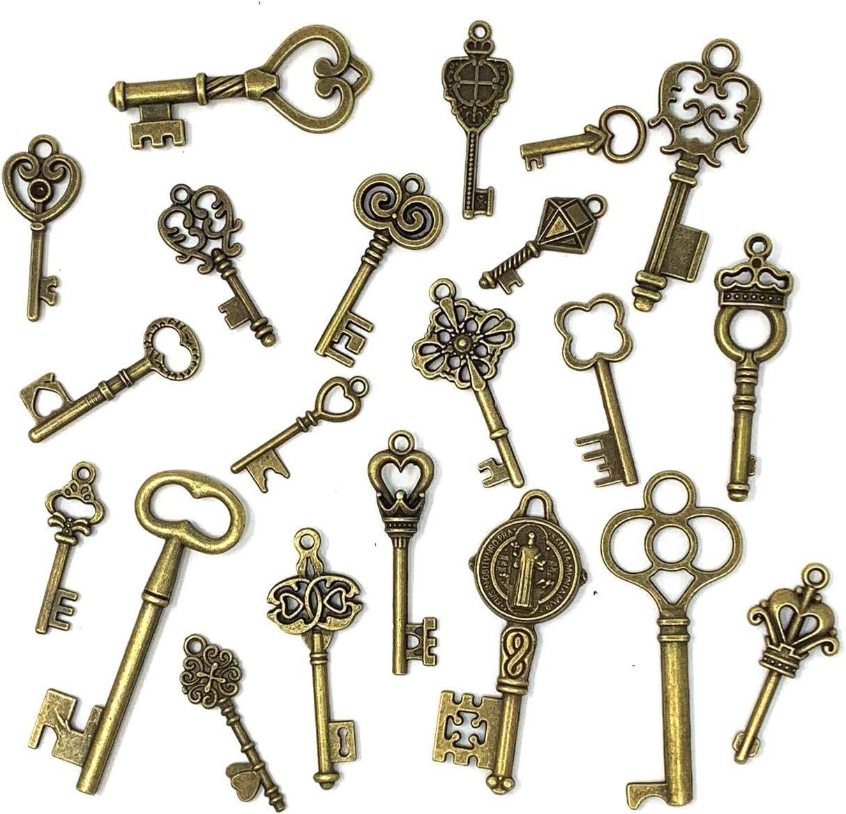 Charming 125 PCS Antique Bronze Skeleton Key Jewelry Charms for All Occasions