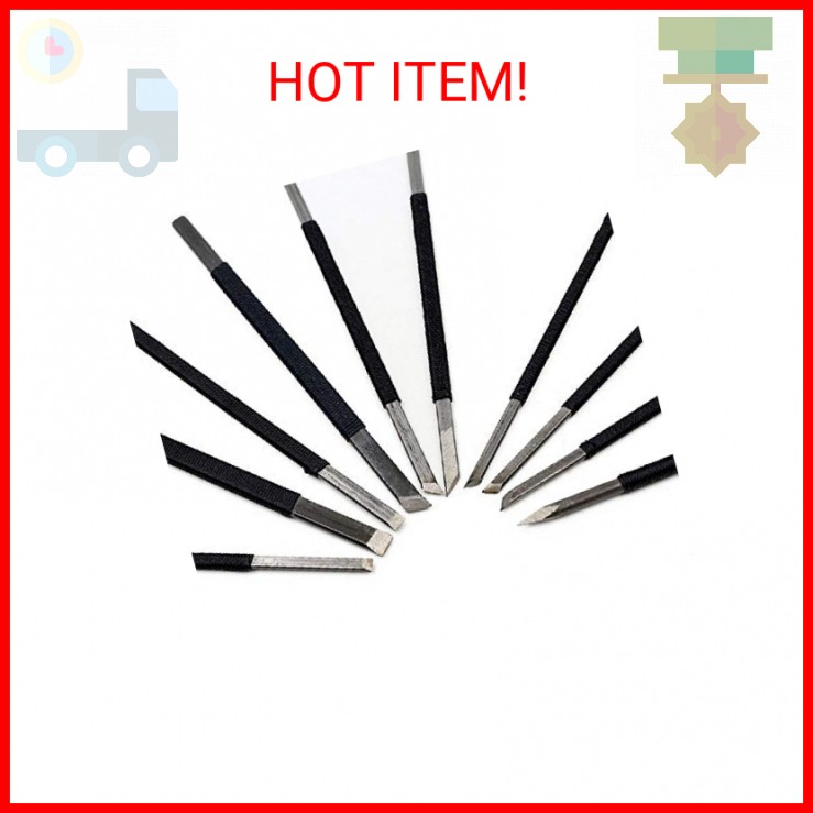Toolso High Carbon Steel 10pcs Stone Carving Chisels/Knives Kits with Alloy Stee