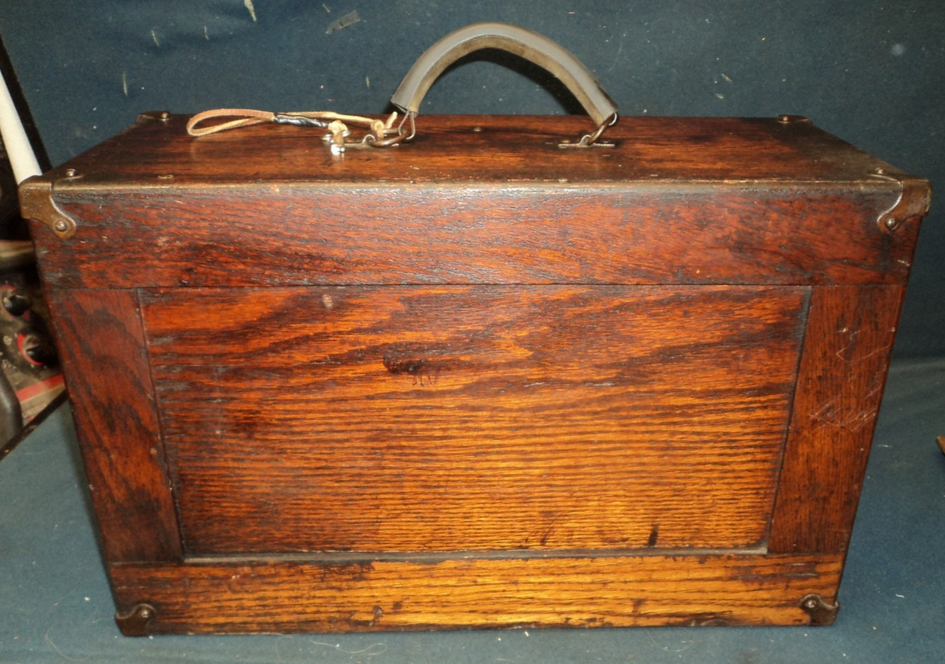 Antique Machinist Tool Box oak chest Wood Jewelry box 6 Drawer Vintage case