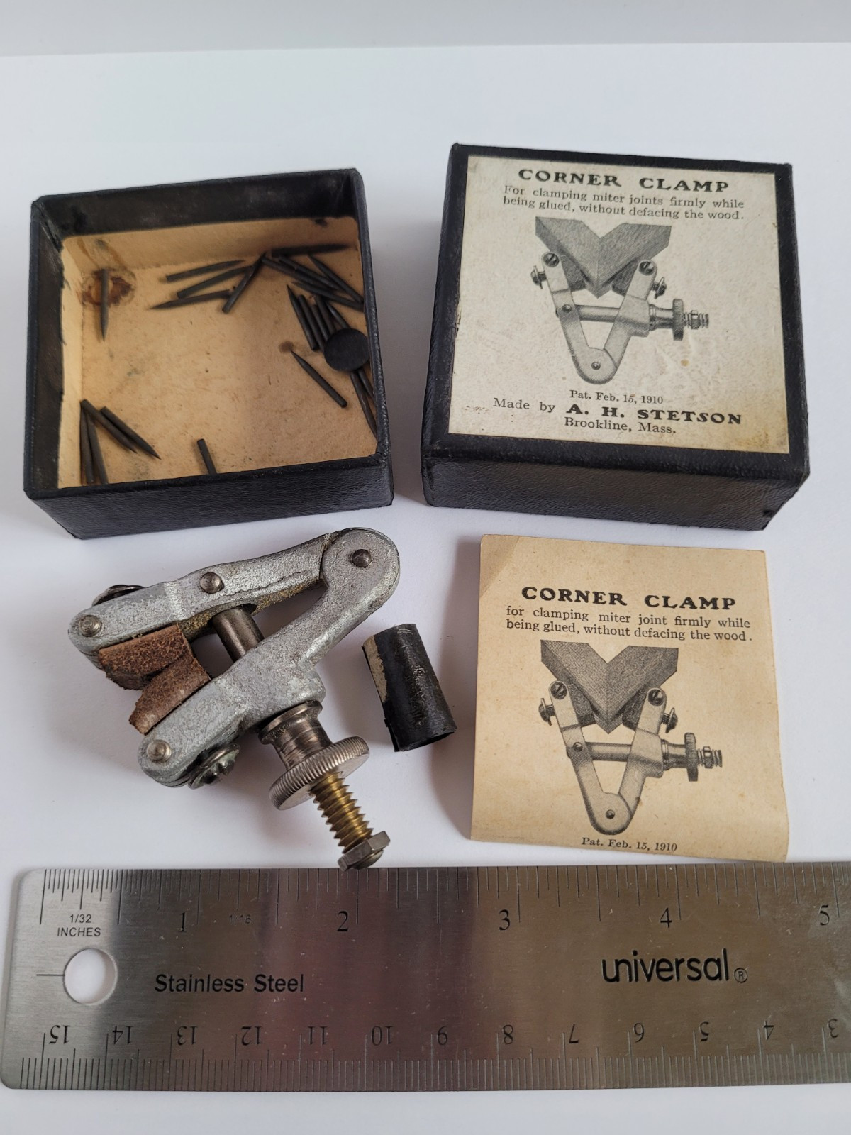 Vintage 1910 A. H. Stetson Miter Joint Corner Clamp Brookline Mass in Box Used
