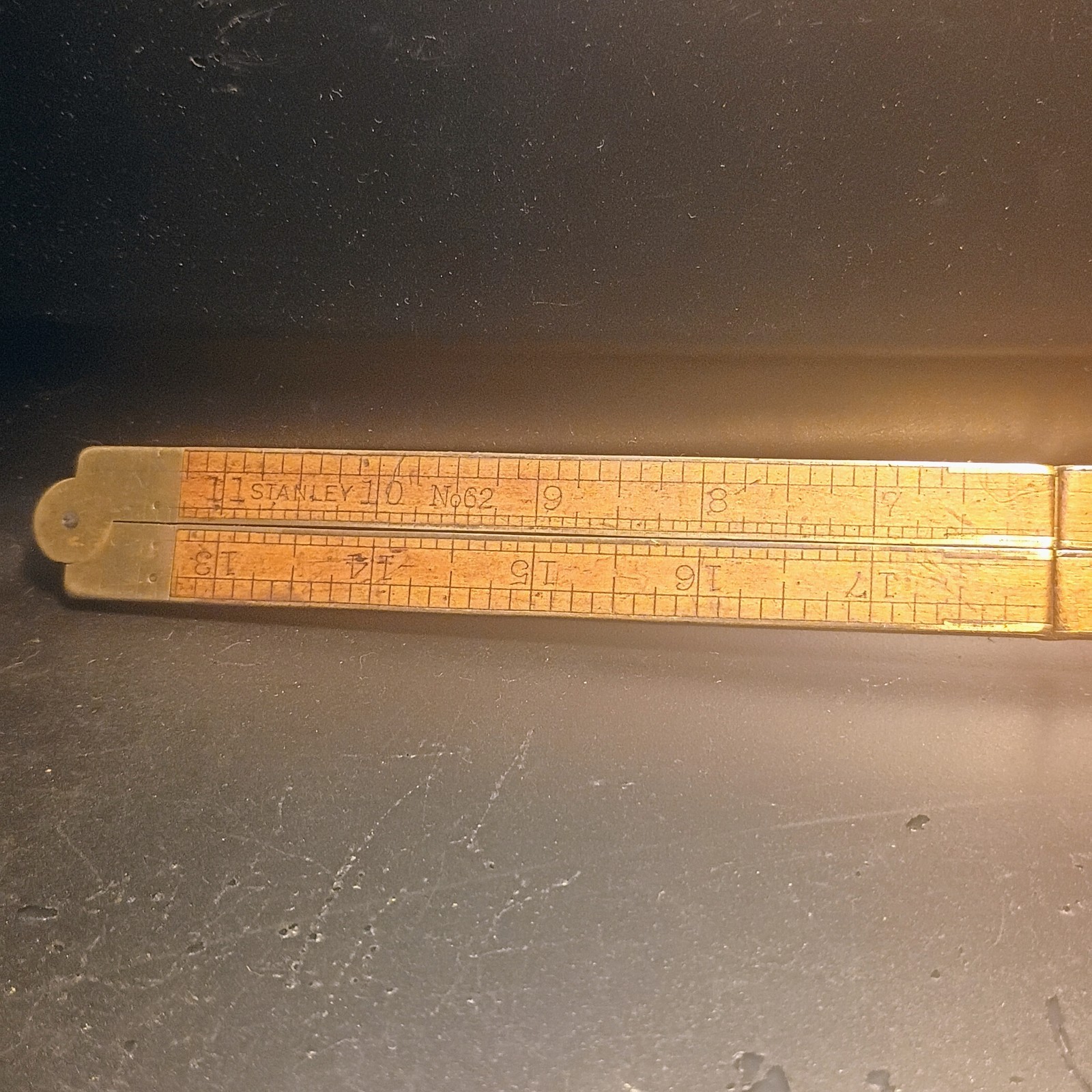 Antique 1905-1920 2 Foot Boxwood & Brass Folding Ruler Stanley No62