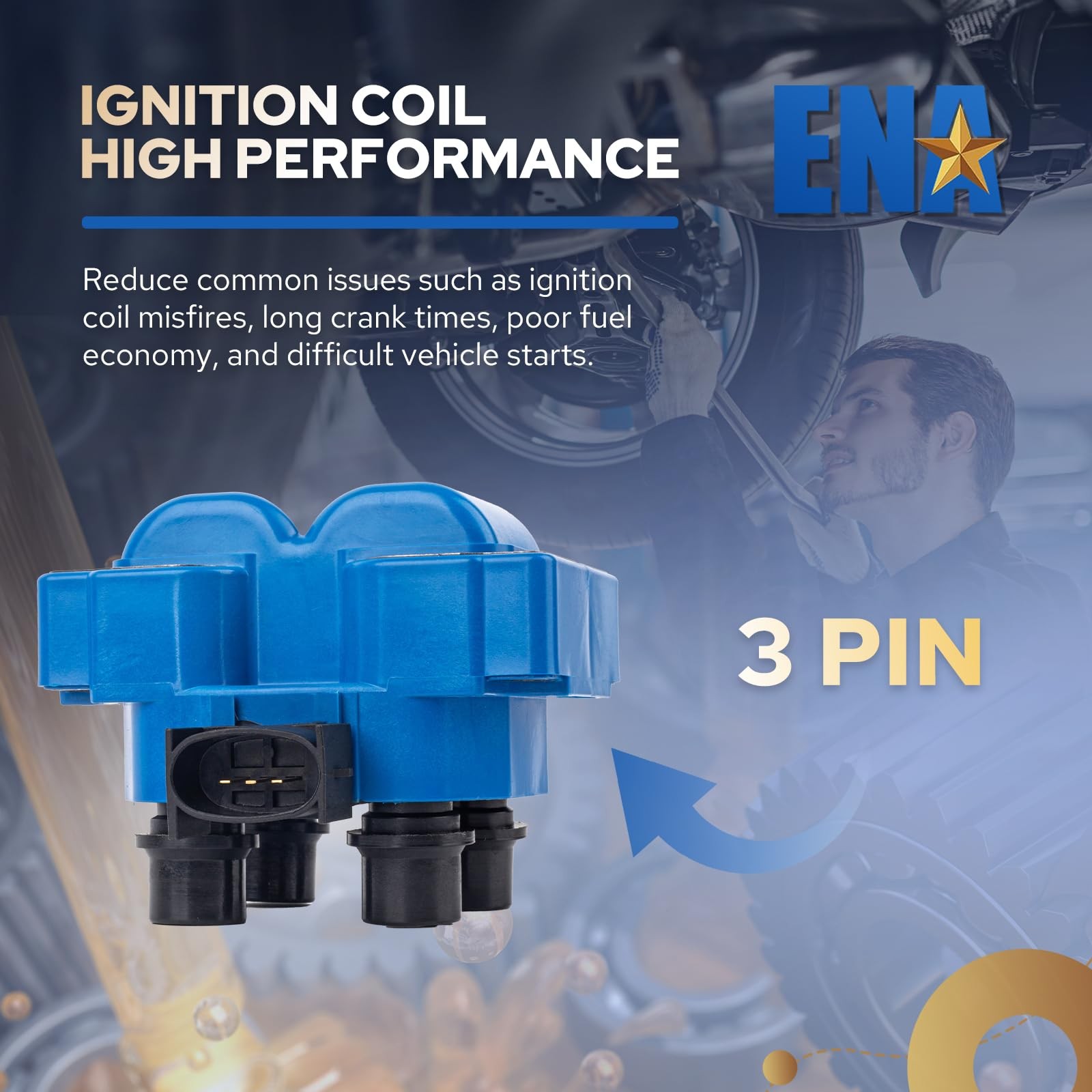 Set of 2 Blue Ignition Coil Pack Compatible with Ford coils