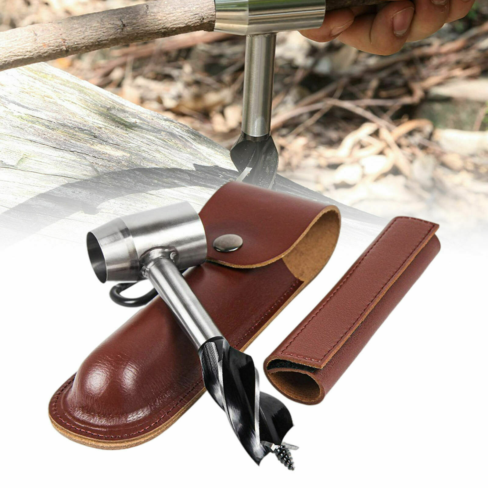 Manual Hand Auger Wrench Outdoor Survival Wood Drill Kitfor Bushcraft Tool