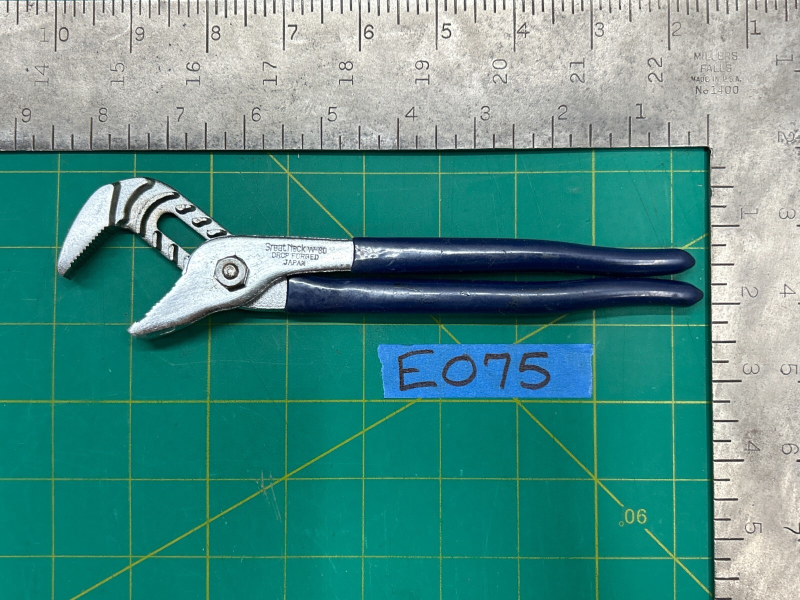 Vintage Great Neck W-80 Slip Joint Pliers Tool – Drop Forged Blue Handles Japan