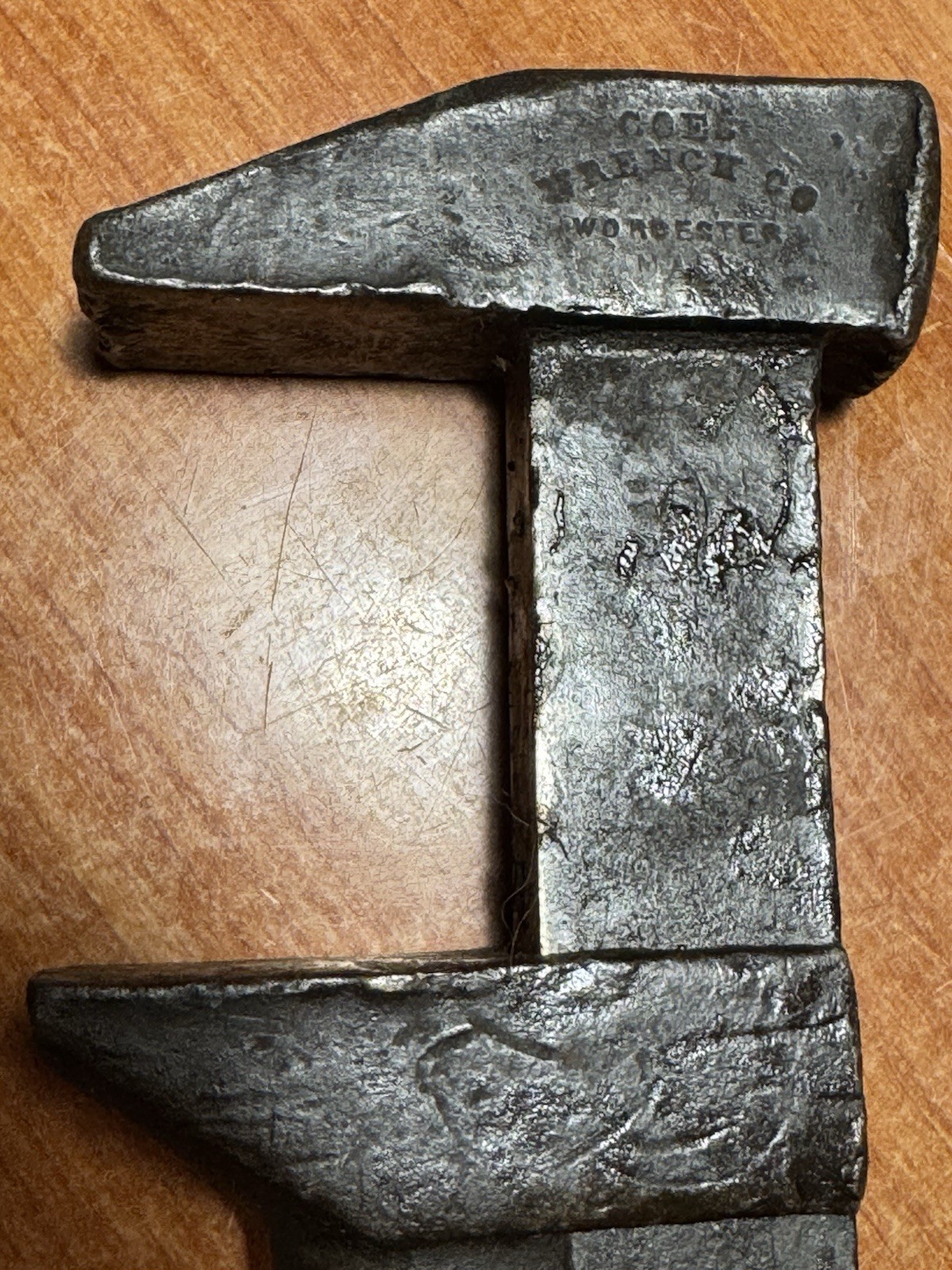 Vintage Coes 10 1/2″ Railroad Monkey Wrench Metal and Wood r3s3