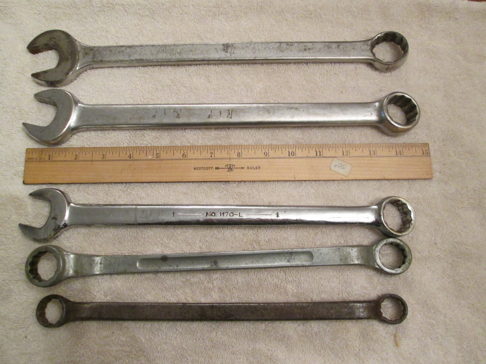 Vtg 5 Piece Set Double Box End/Open End Box End Wrenches Assorted Brands All USA